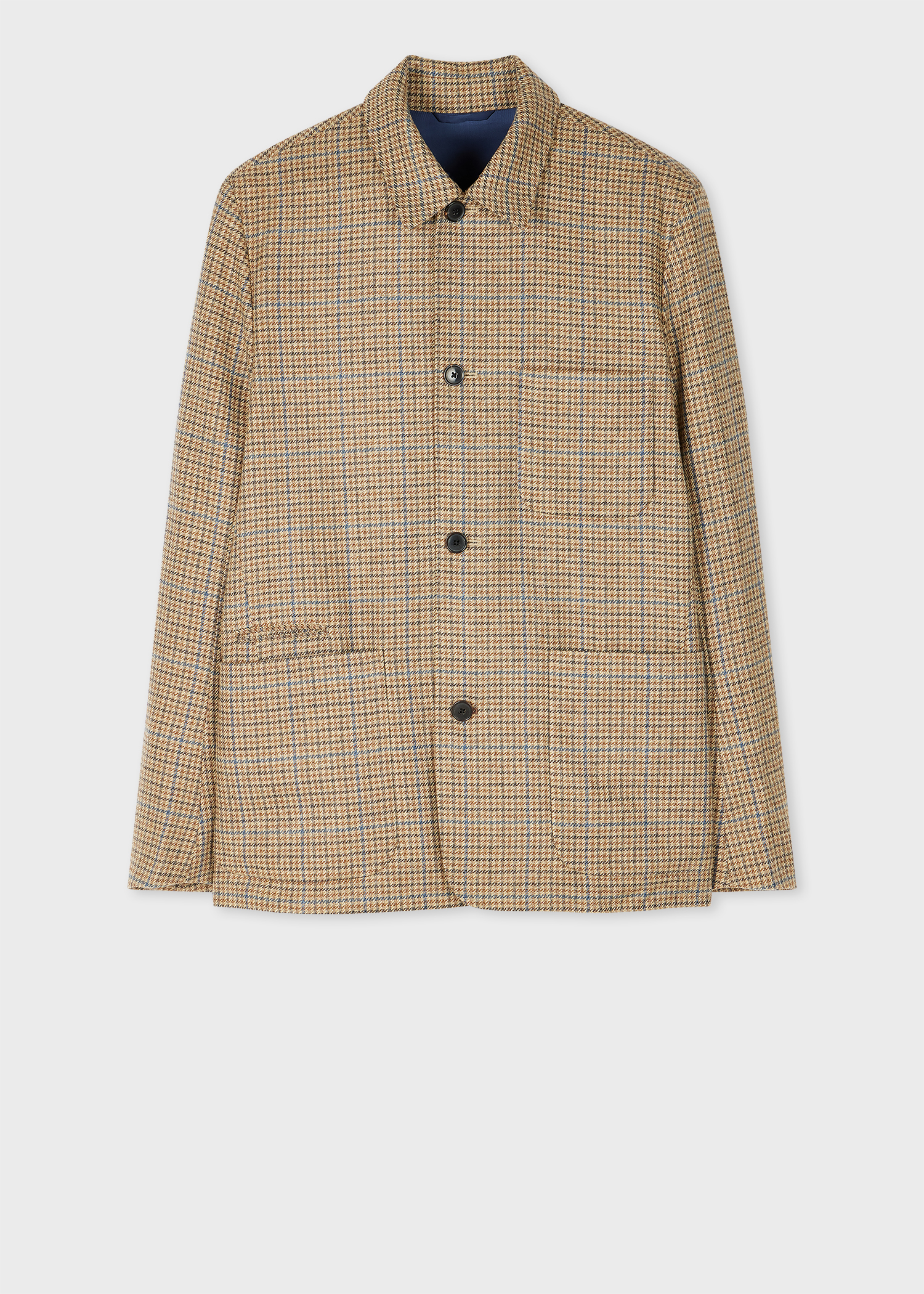 Men's Tan Houndstooth Wool Tweed Work Jacket