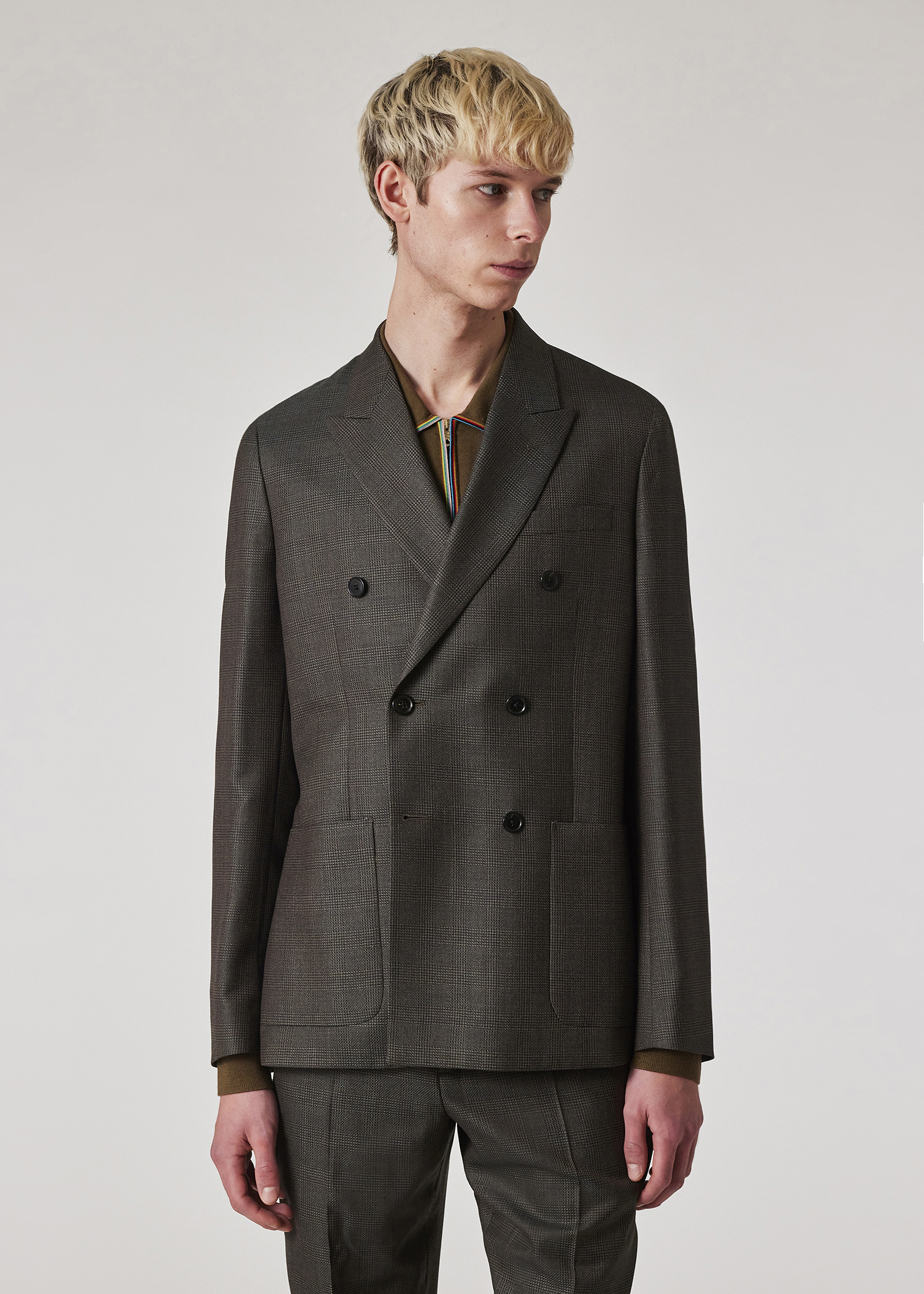 2862 Burgundy Wool Blend Check Blazer For Men