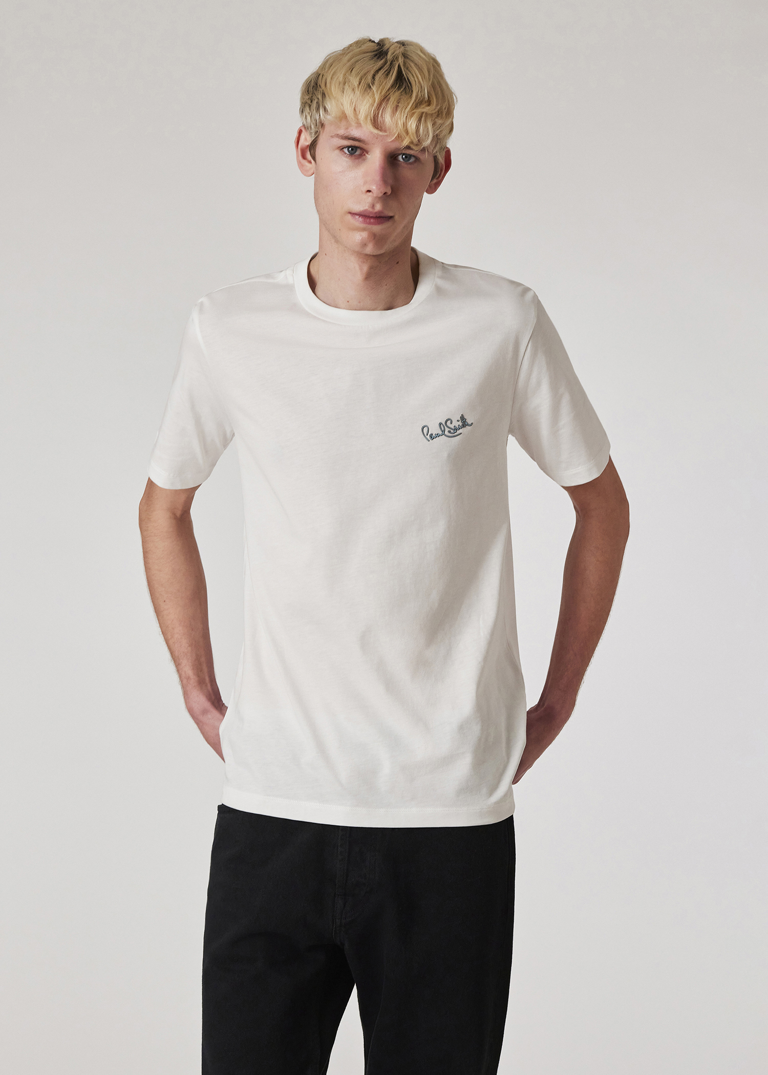 Tシャツ・カットソー PAUL SMITH Men T-shirt White M1R697PPP4920 01 Men's White 'Signature Logo' T-Shirt