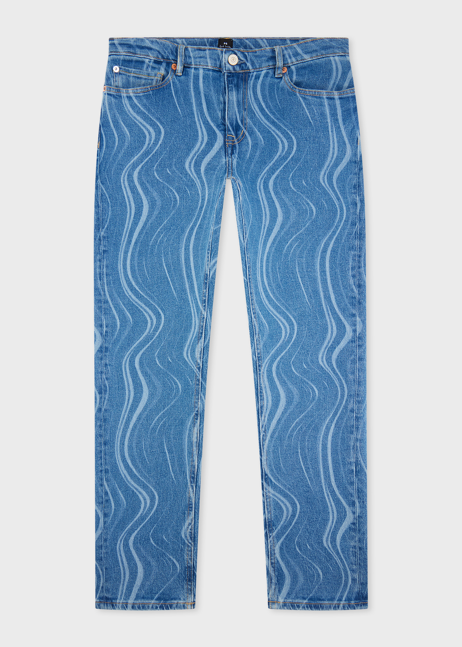 デニム・ジーパン PS BY PAUL SMITH Women Straight Pants W2R299TL21404MD Blue Women's Straight-Fit Laser 'Swirl' Jeans