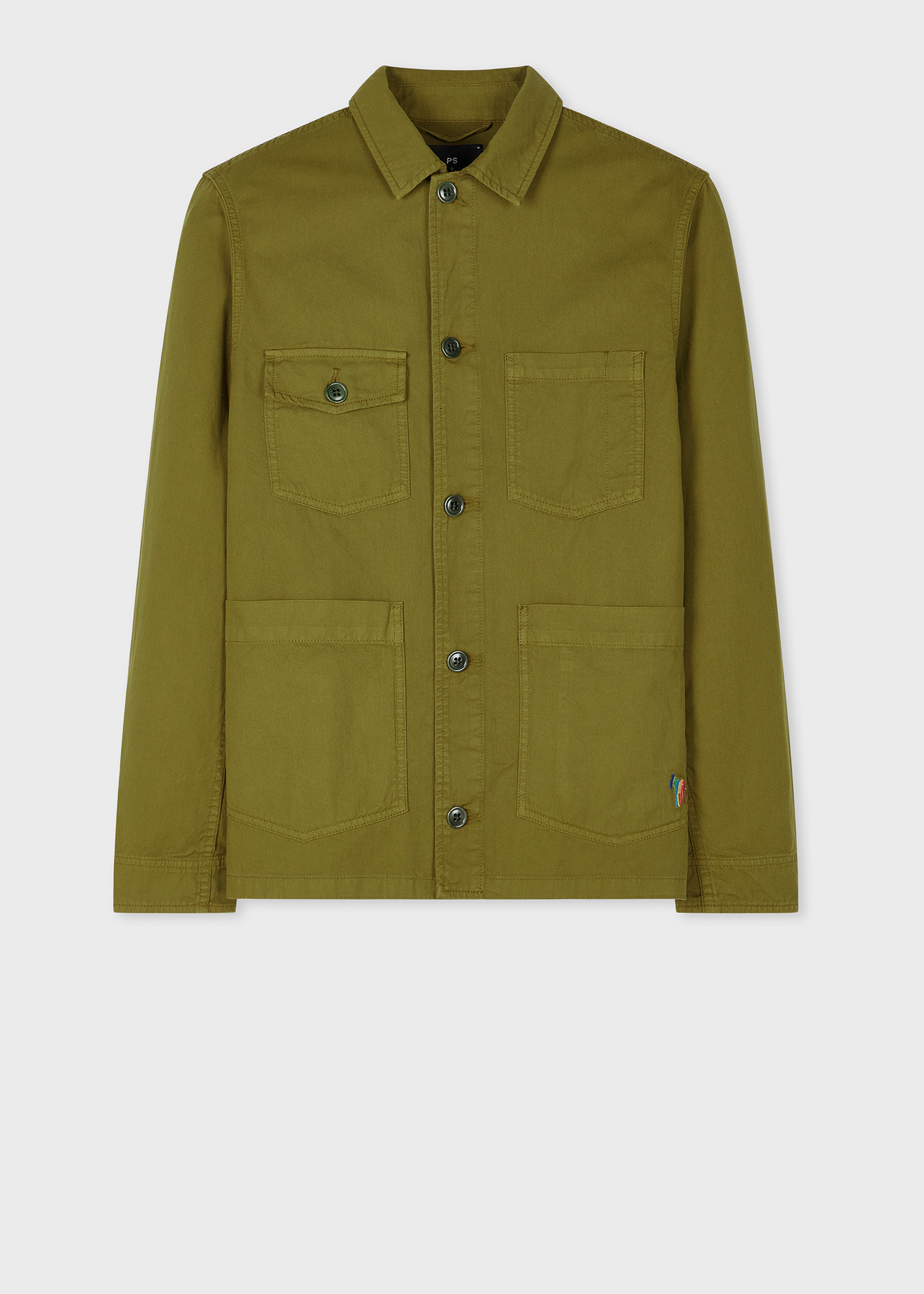 Men's Khaki Garment-Dye 'Broad Stripe Zebra' Cotton Work Jacket