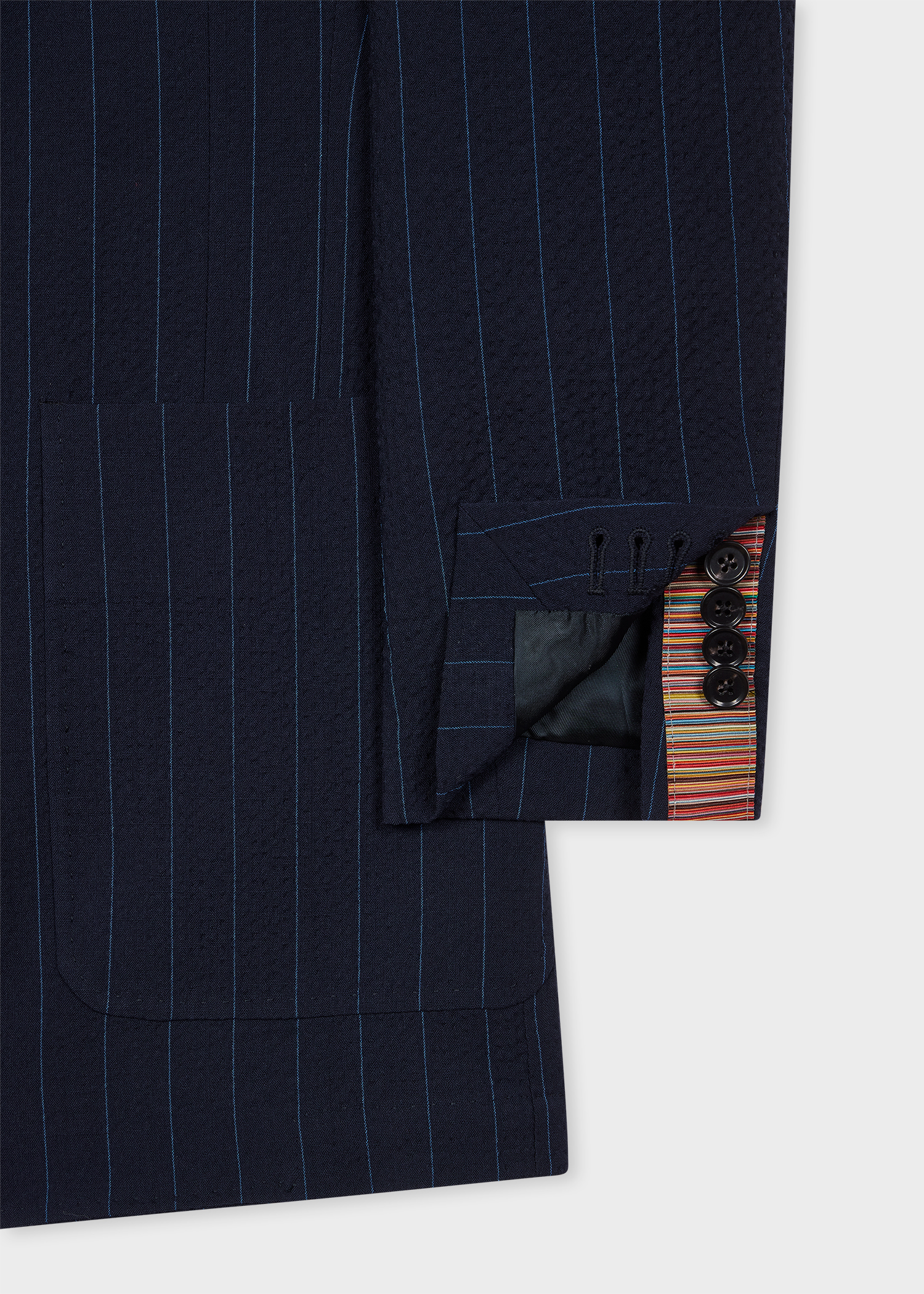Women's Wool-Blend Navy Seersucker Pinstripe Blazer