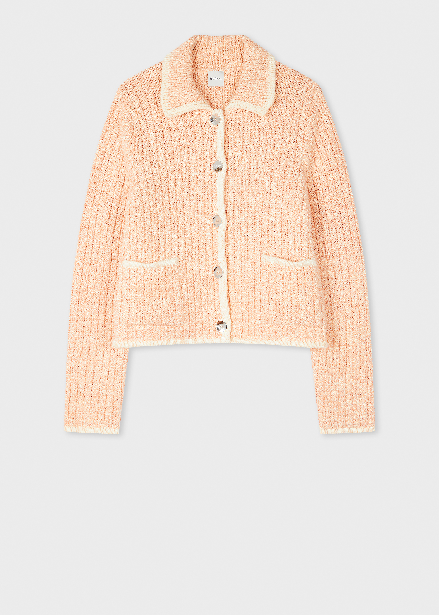 Women's Cotton Light Orange Textured Knitted Jacket