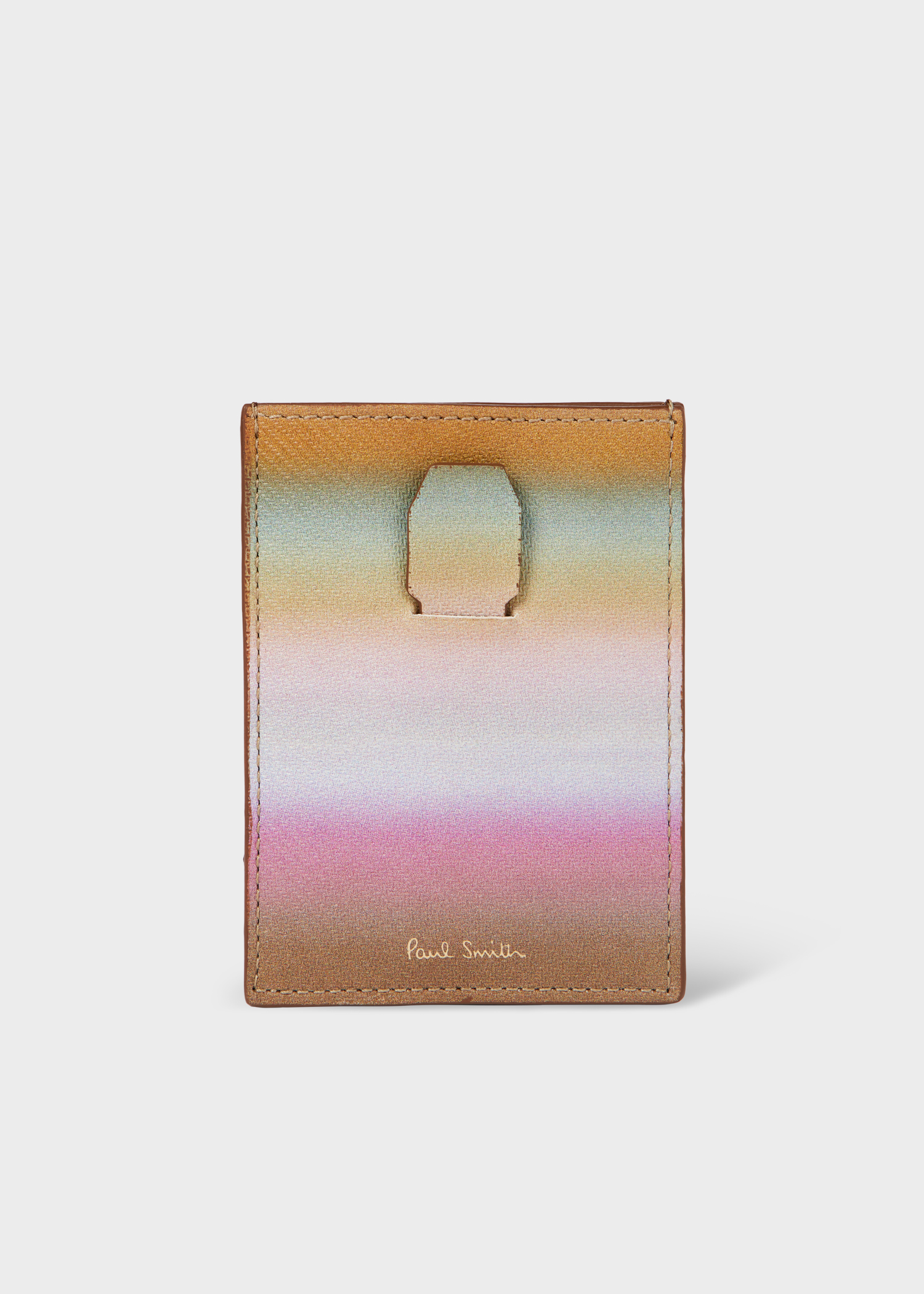 'Smith Stripe' Ombre Grained Leather Card Holder