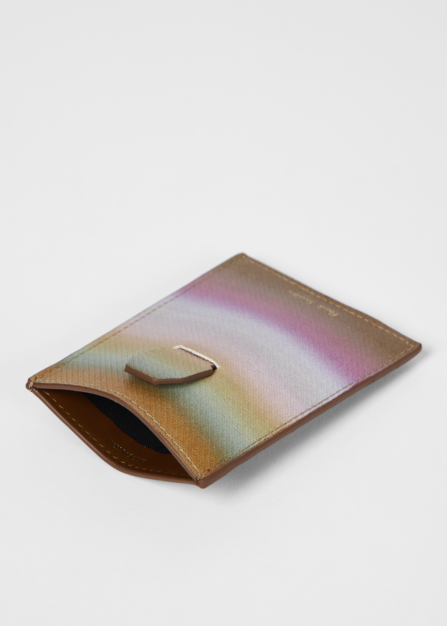 'Smith Stripe' Ombre Grained Leather Card Holder