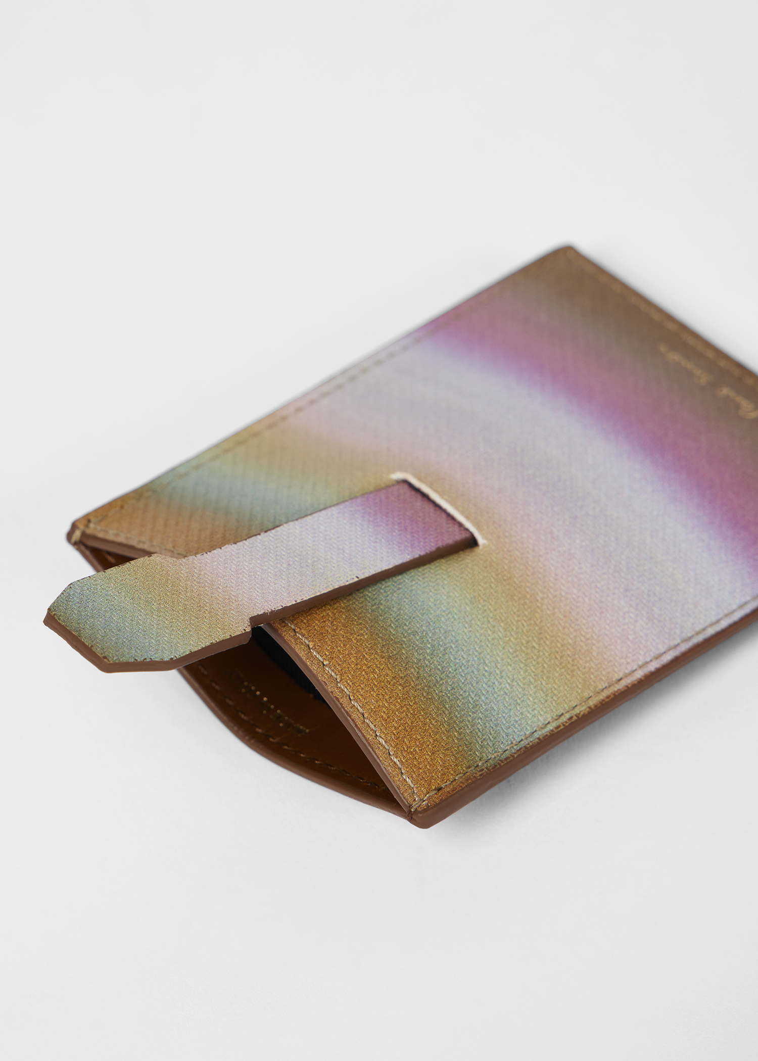 'Smith Stripe' Ombre Grained Leather Card Holder
