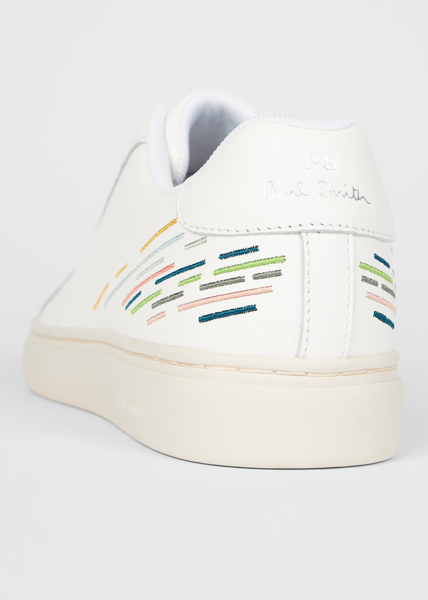 Men's White Leather 'Rex' Embroidery Trainers