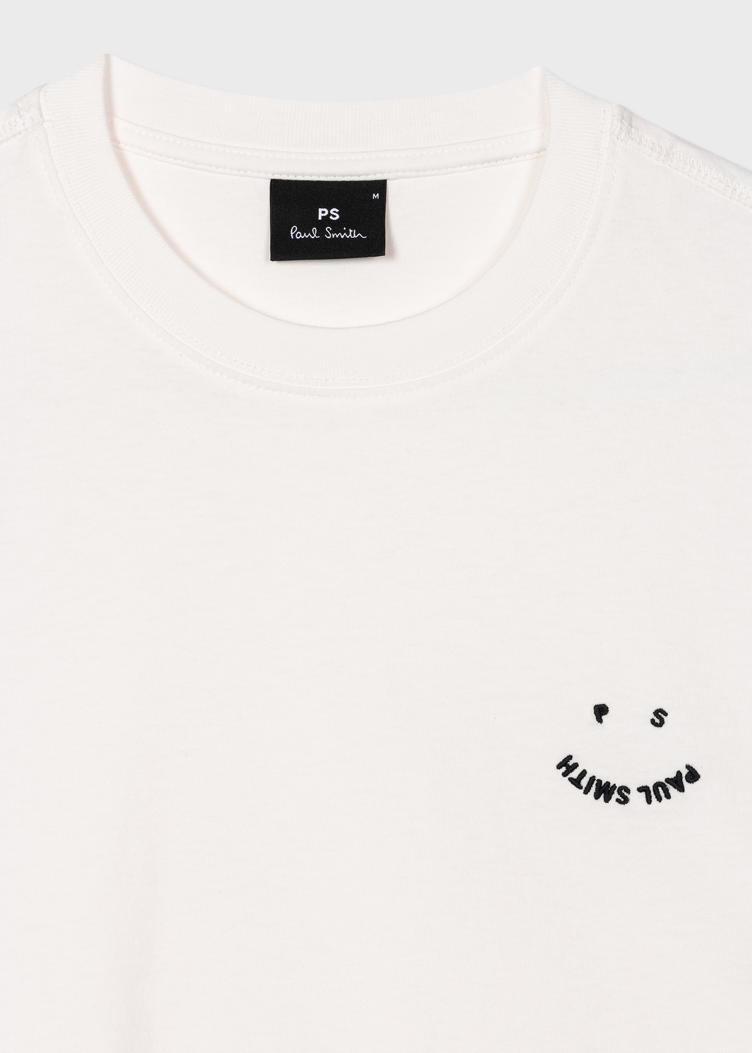 Men's White Embroidered 'Happy' T-Shirt