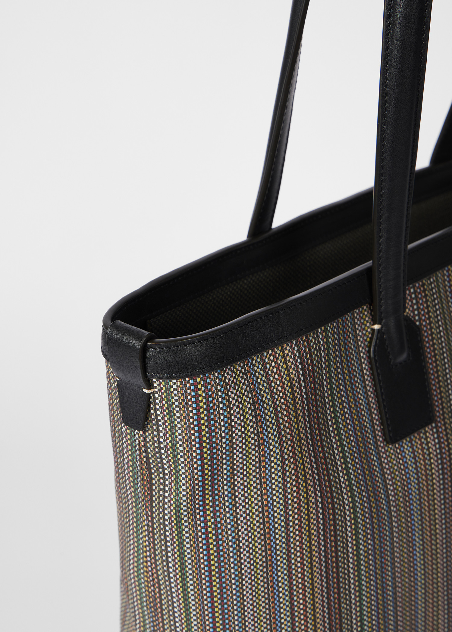 バッグ Paul Smith Stripe Leather Tote Bag Black Paul Smith Stripe Leather Tote Bag Black Paul Smith Striped Canvas