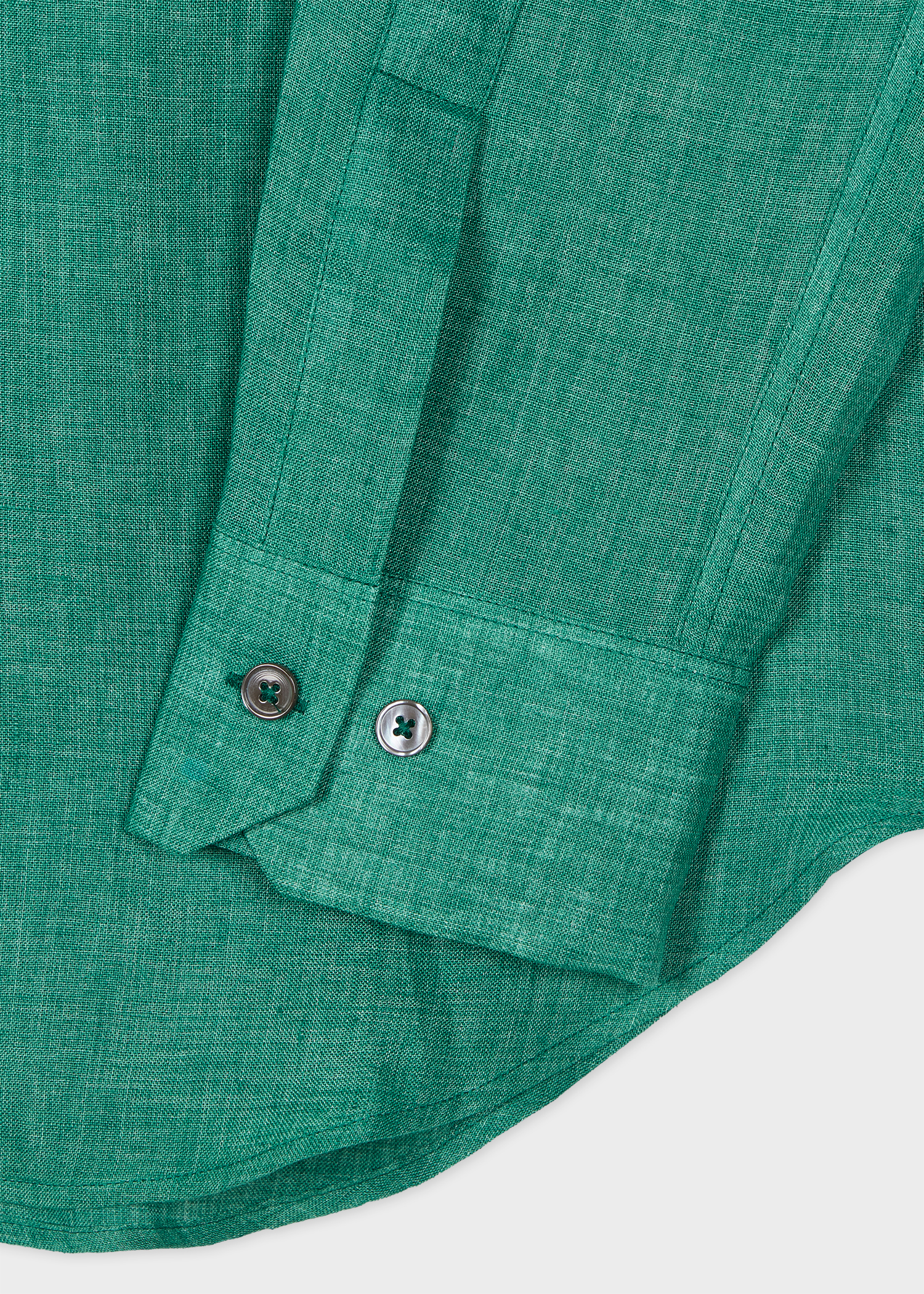 Slim-Fit Green Linen Shirt