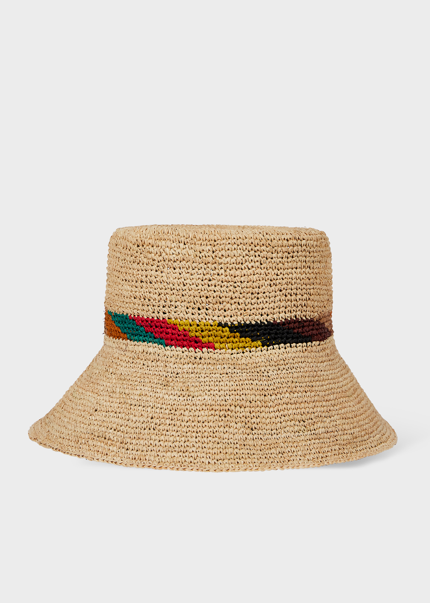 Women's Beige 'Signature Stripe' Trim Straw Hat Paul Smith