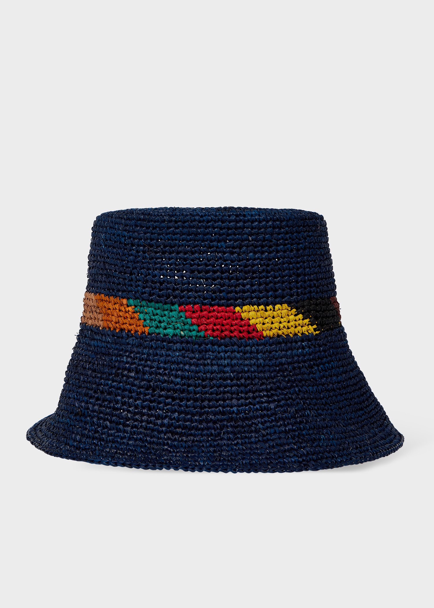 Women's Blue 'Signature Stripe' Trim Straw Hat