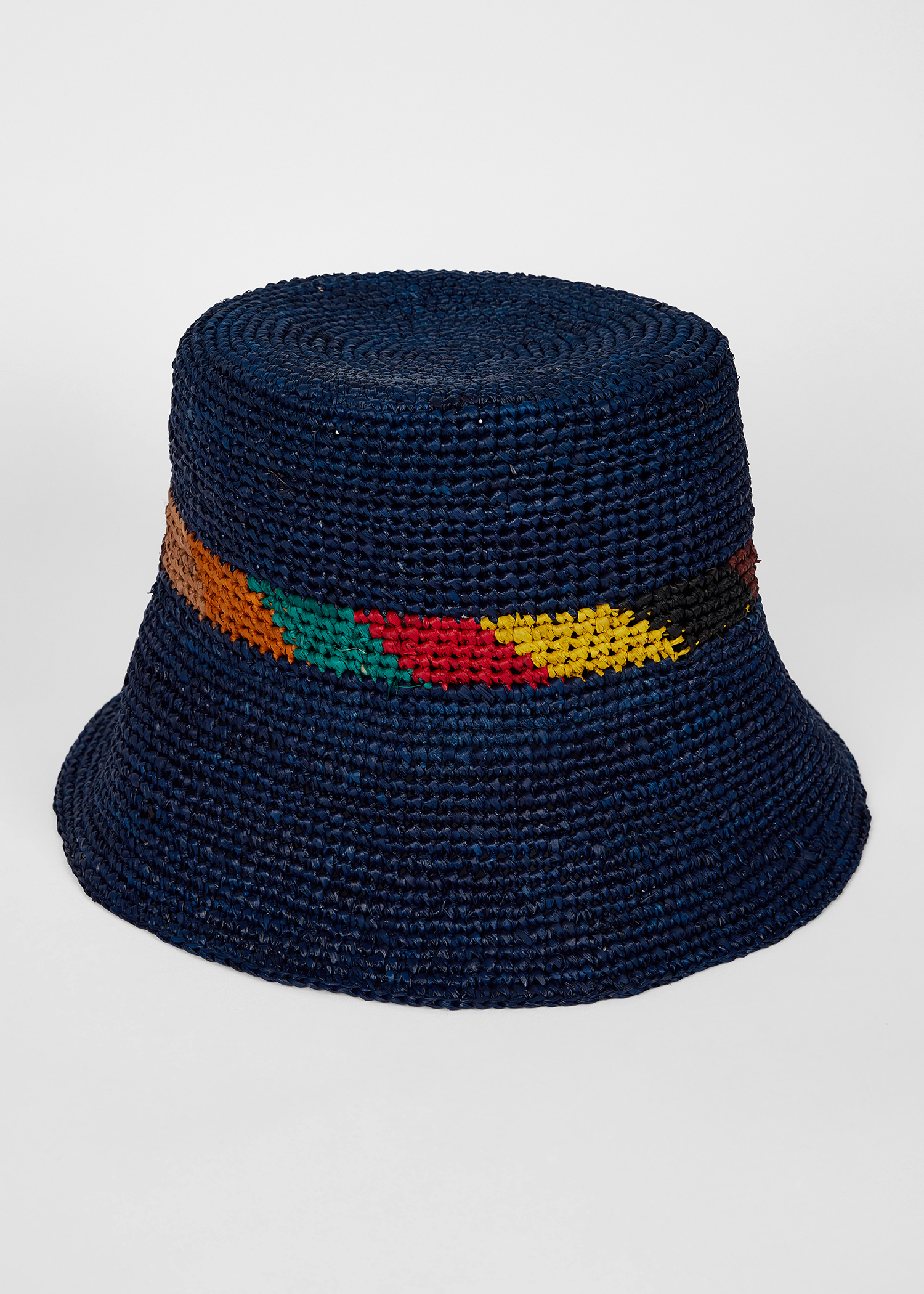 Women's Blue 'Signature Stripe' Trim Straw Hat