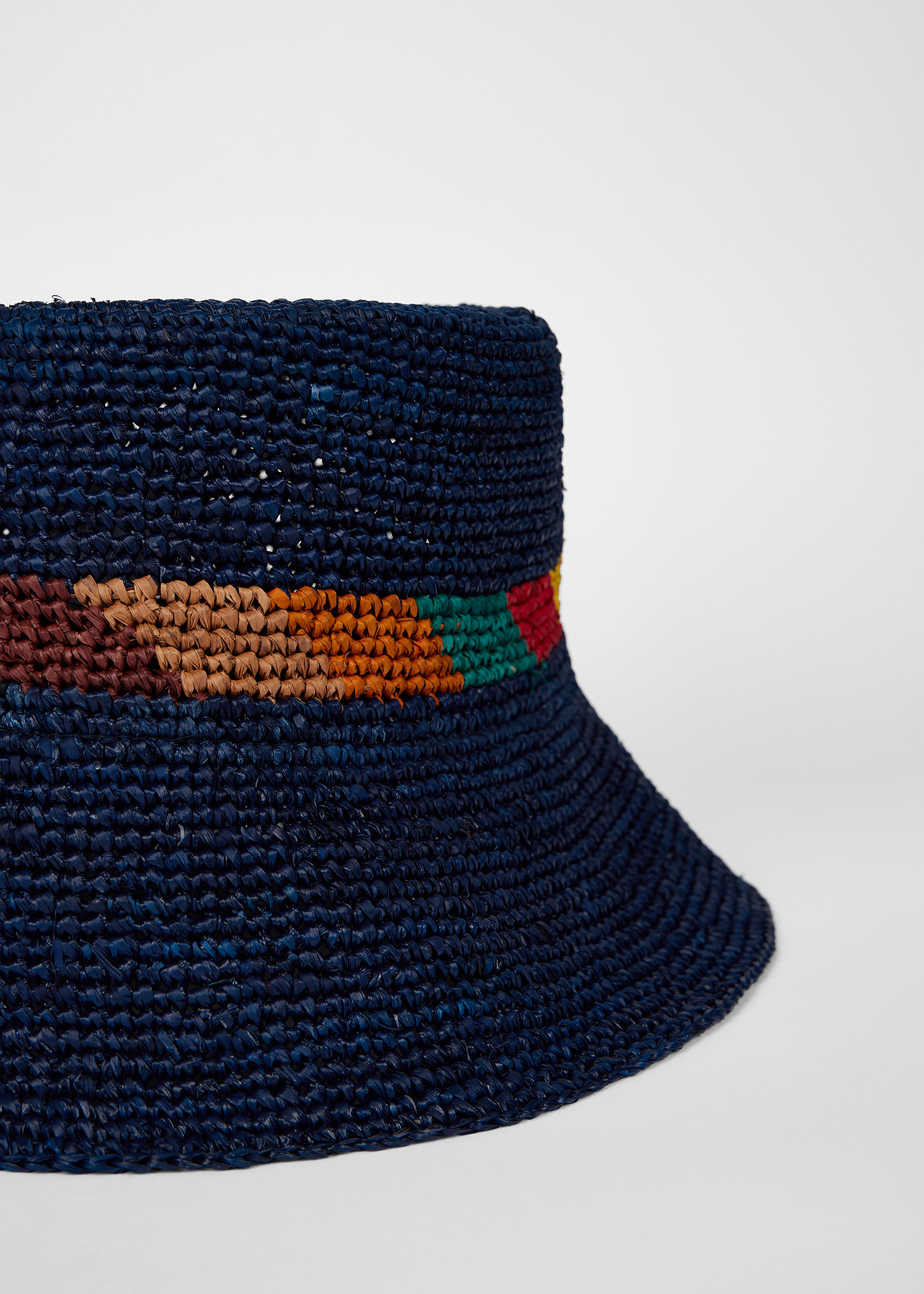 Women's Blue 'Signature Stripe' Trim Straw Hat