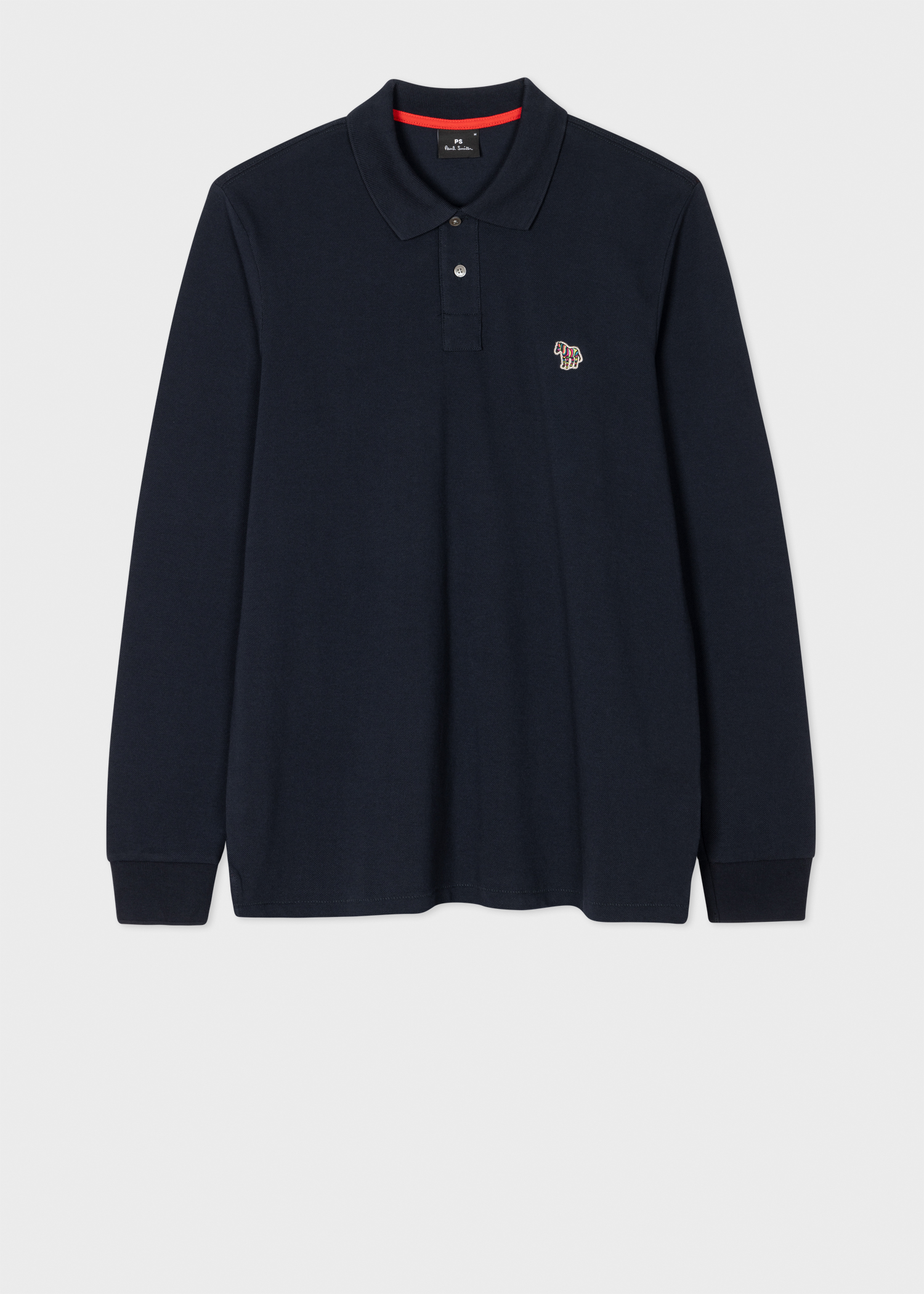 Men's Navy Organic Cotton Zebra Logo Long-Sleeve Polo Shirt