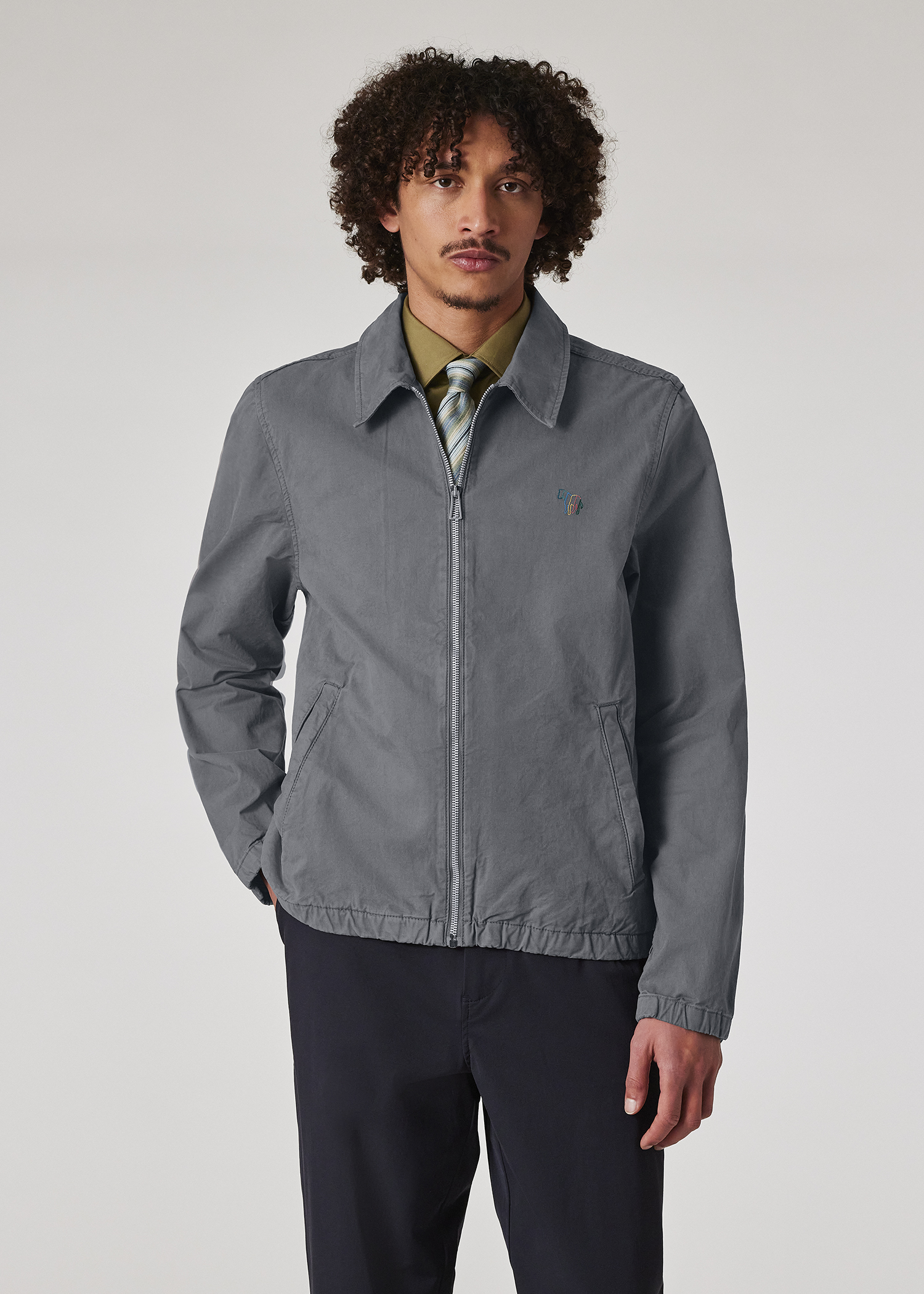 Men's Grey 'Broad Stripe Zebra' Coach Jacket