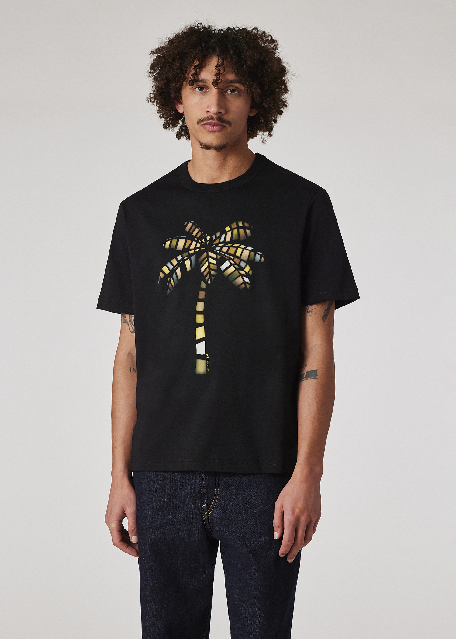 Paul Smith｜ (M2R 220X PP5073 79) Men's White 'Palm Tree' Print T-Shirt
