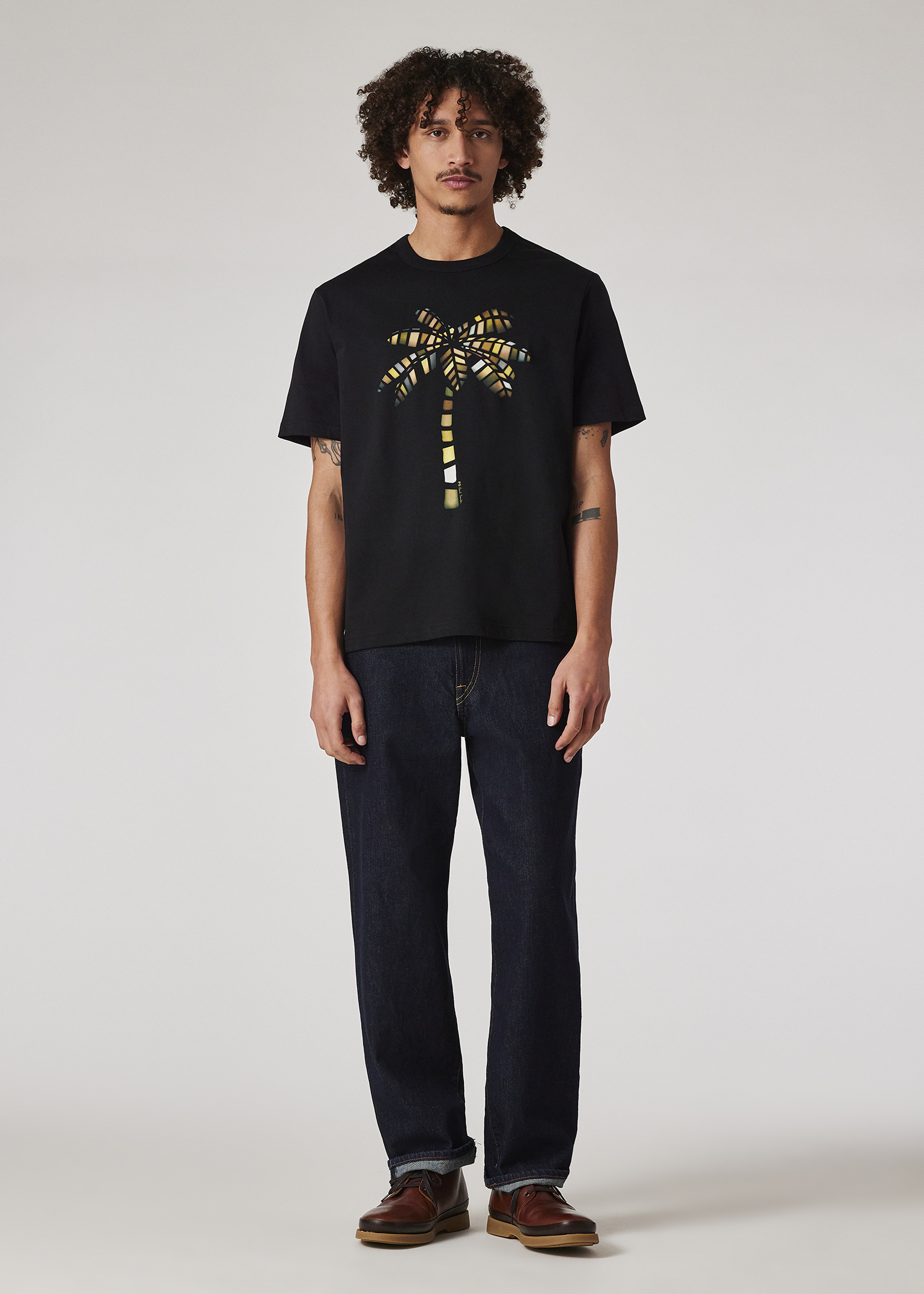 Paul Smith｜ (M2R 220X PP5073 79) Men's Black 'Palm Tree' Print T-Shirt