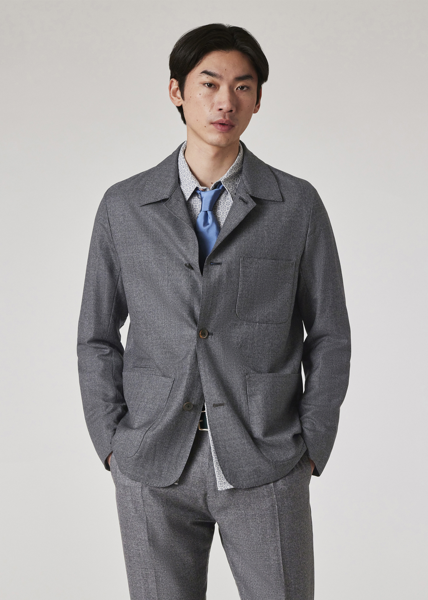 Men's Grey Check Wool Work Jacket