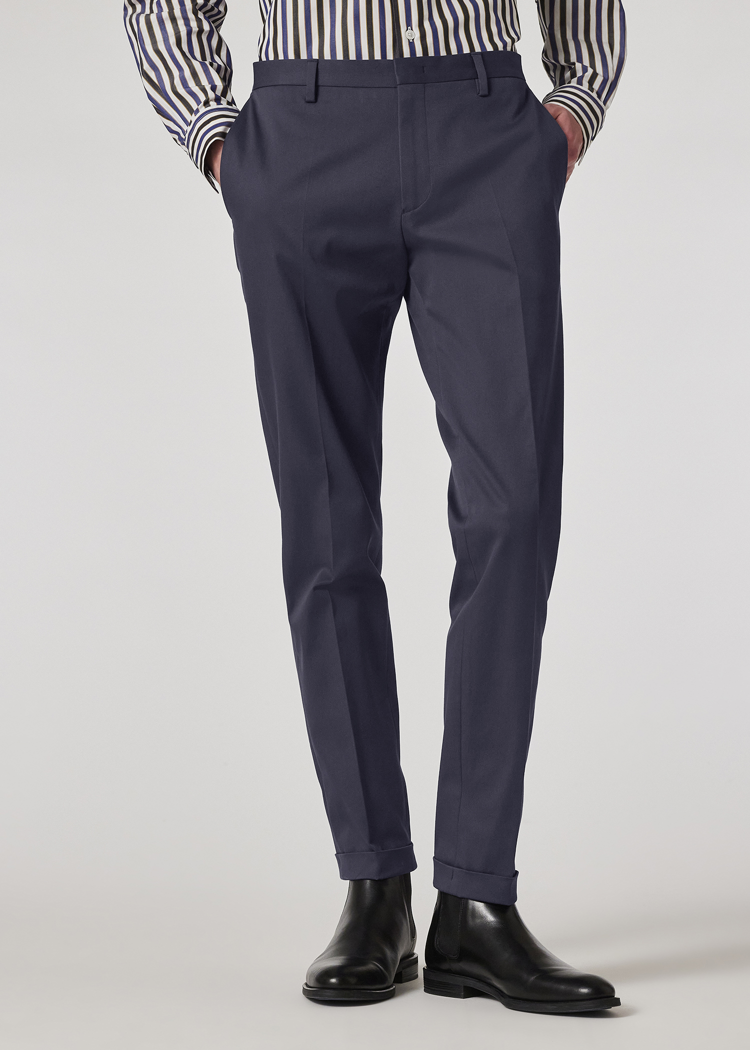 Slim-Fit Washed Navy Cotton-Stretch Chinos