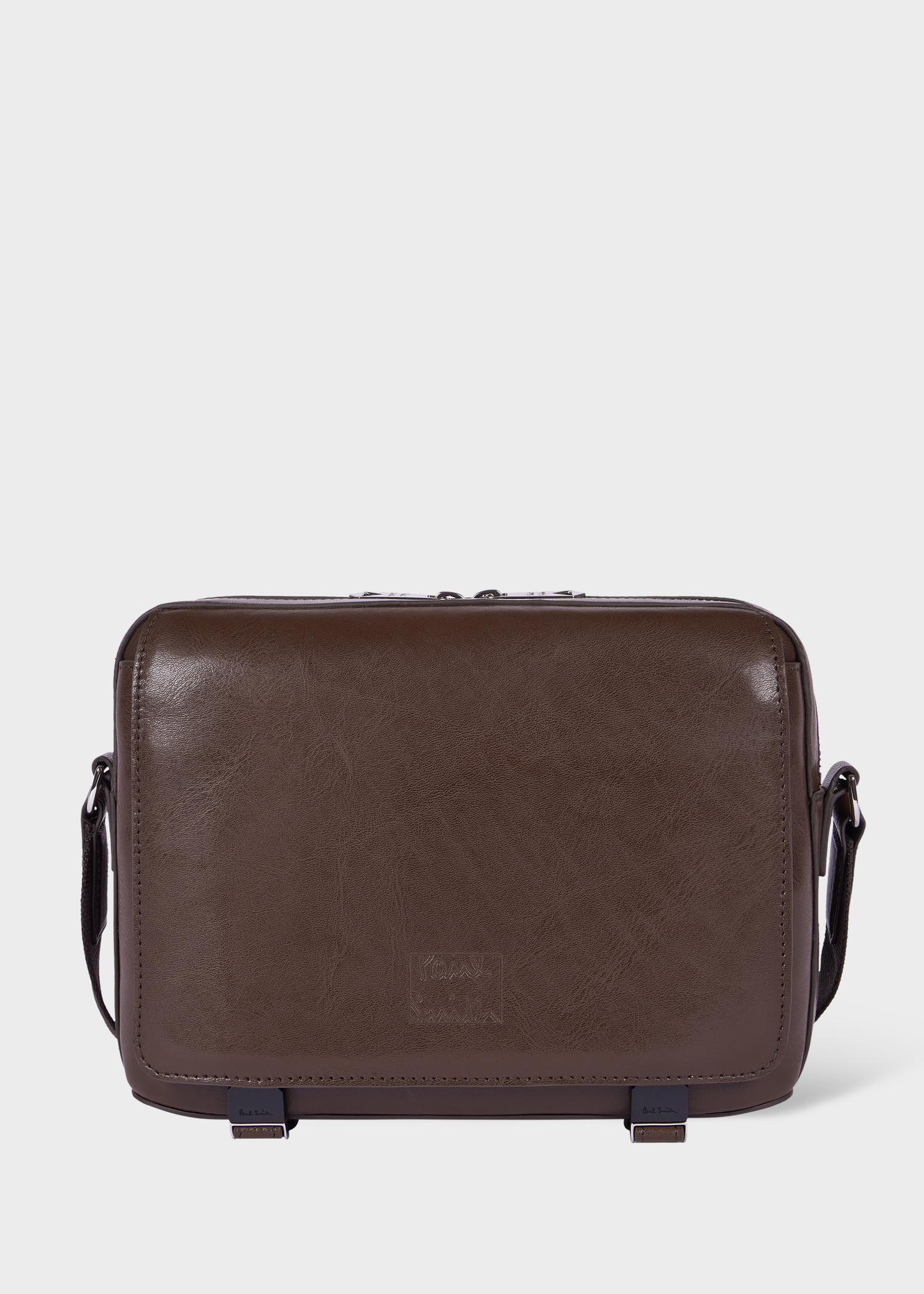 Paul Smithのレザーメッセンジャーバッグ Men's Small Brown Leather Messenger Bag