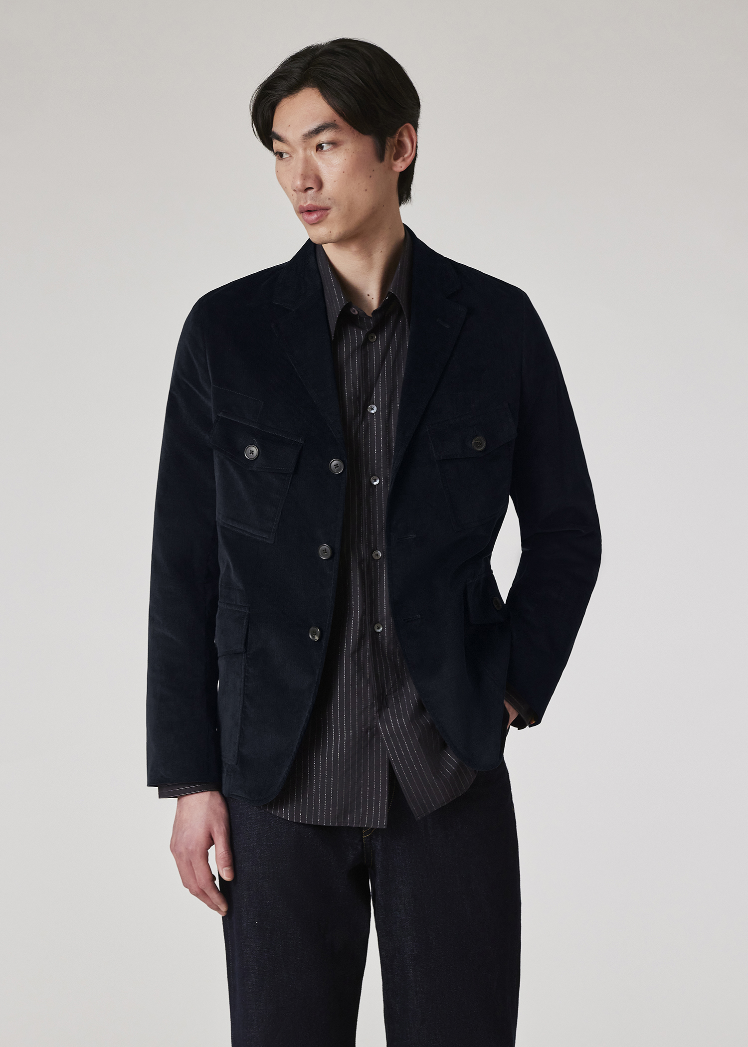 Navy Corduroy Patch Jumpsuit