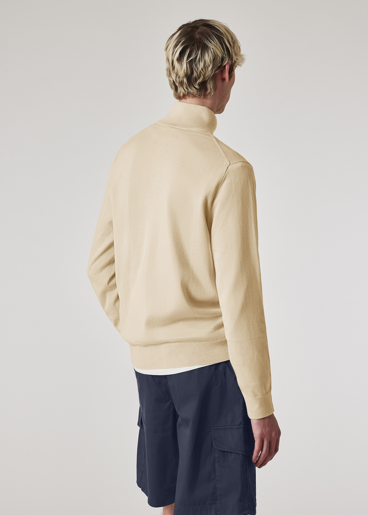 【お得】 Men's Light Stone Half Zip Knit Organic Cotton Sweater トップス