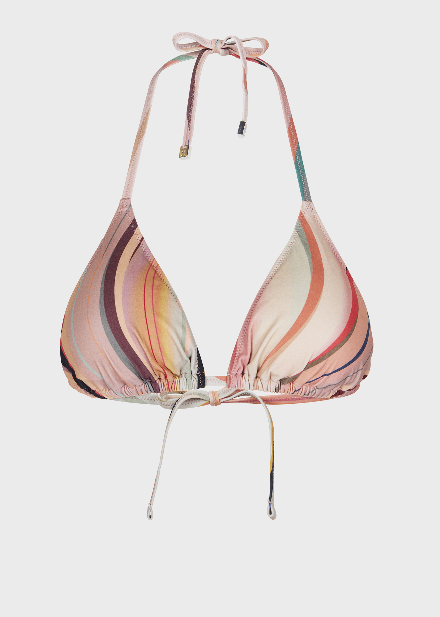 Haut de bikini triangle texturé à feuilles - Crème - Femme