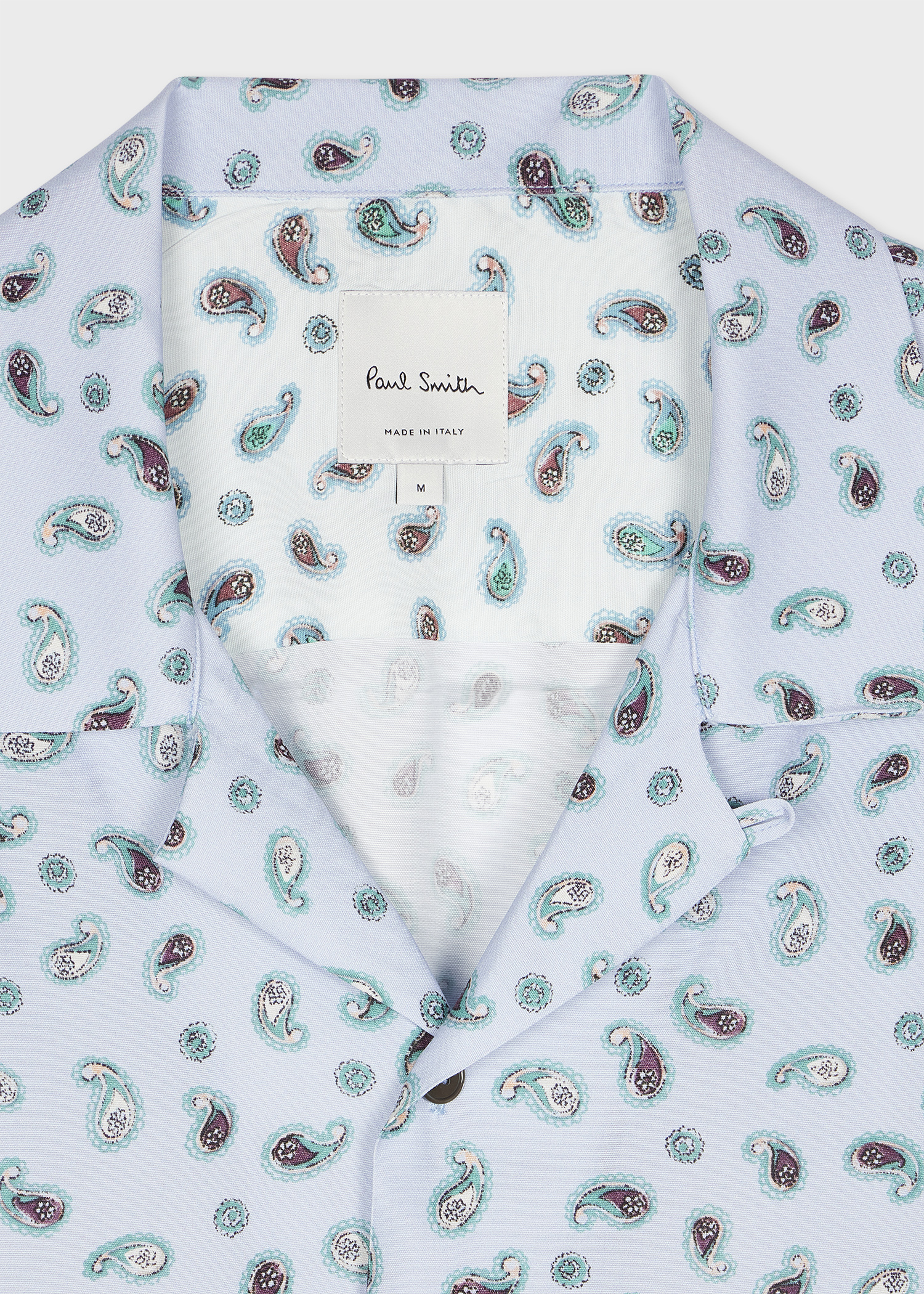 Men's Sky Blue Paisley Print Short-Sleeve Shirt