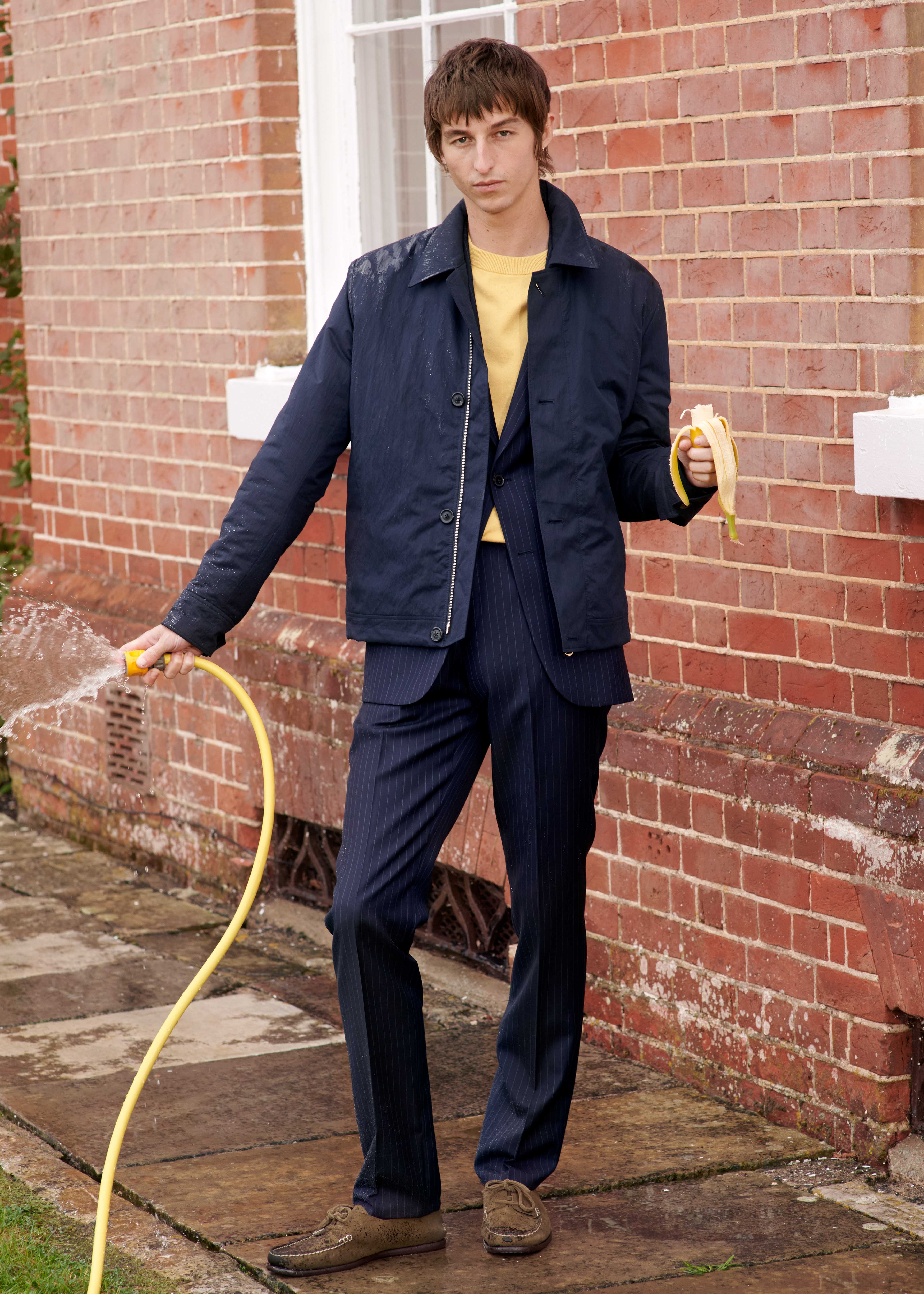 Men's Navy Water Resistant Wadded Harrington Jacket