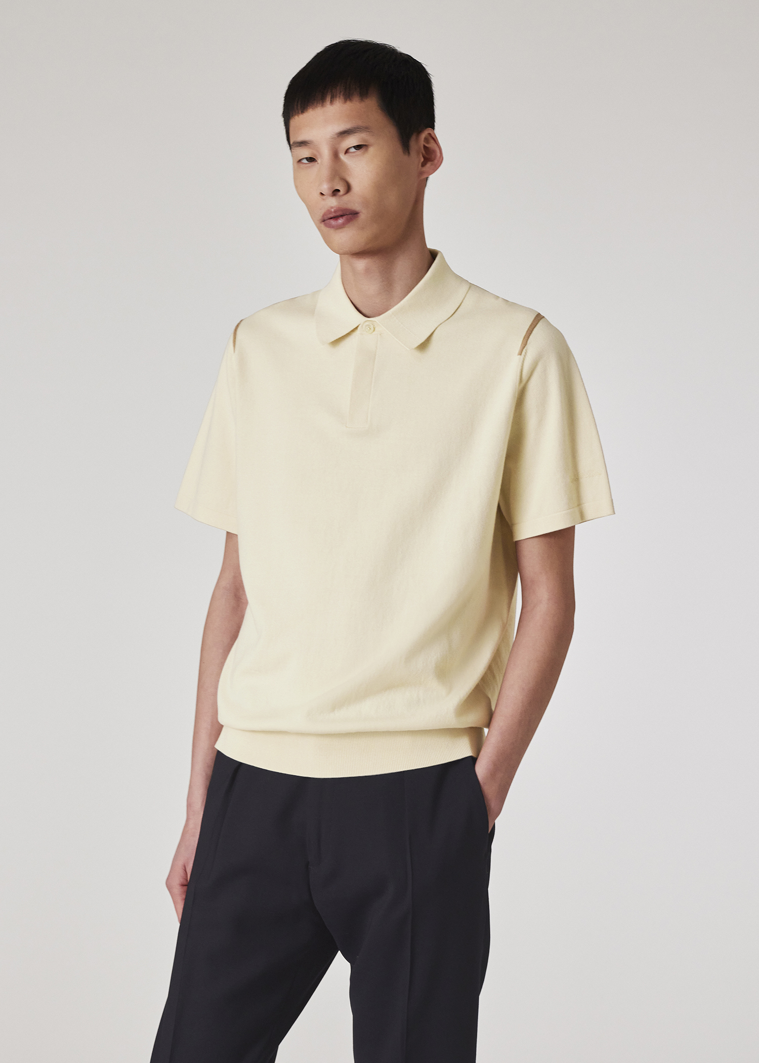 Men's Ecru Organic Cotton Knitted Polo Shirt