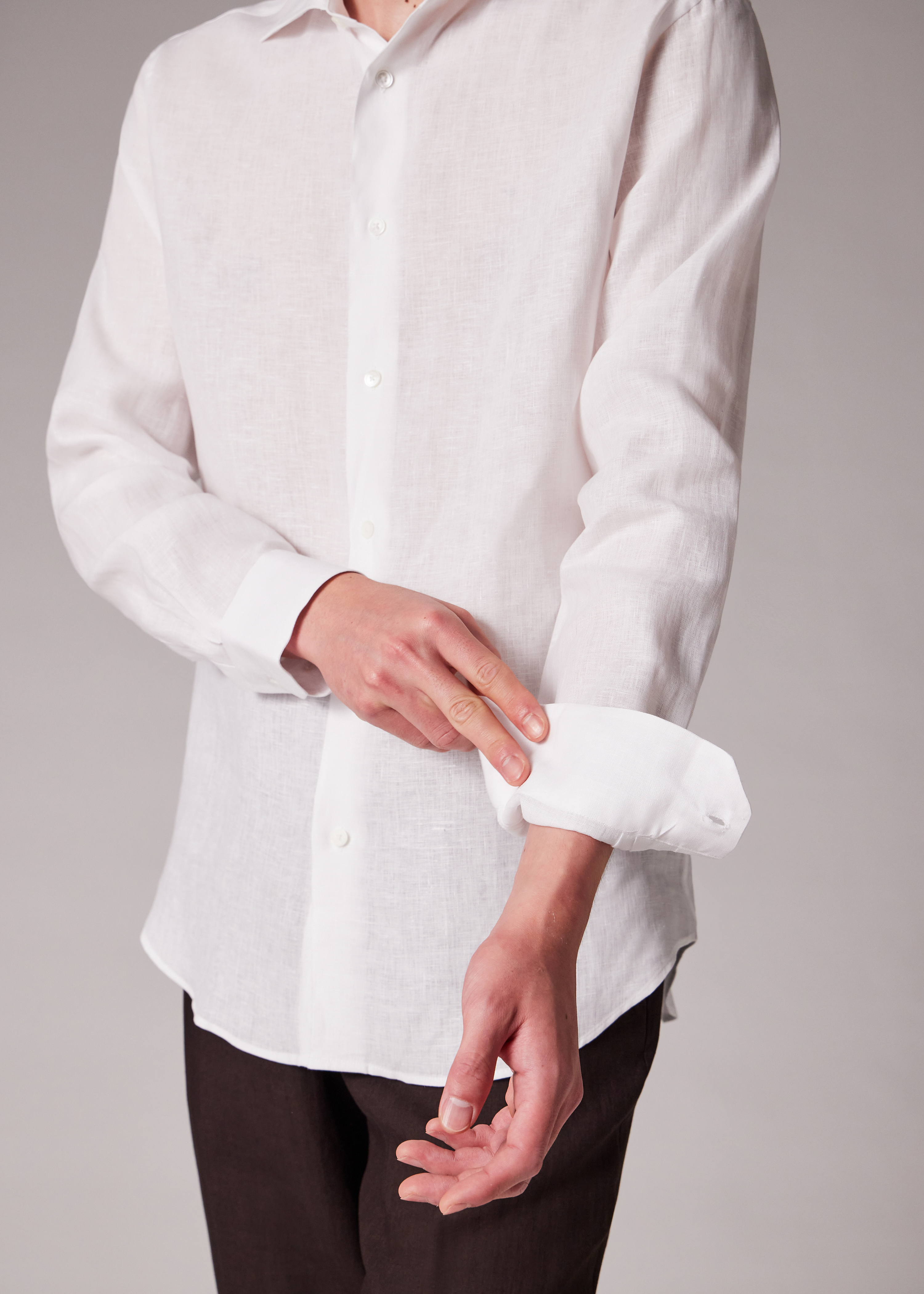 Slim-Fit White Linen Shirt