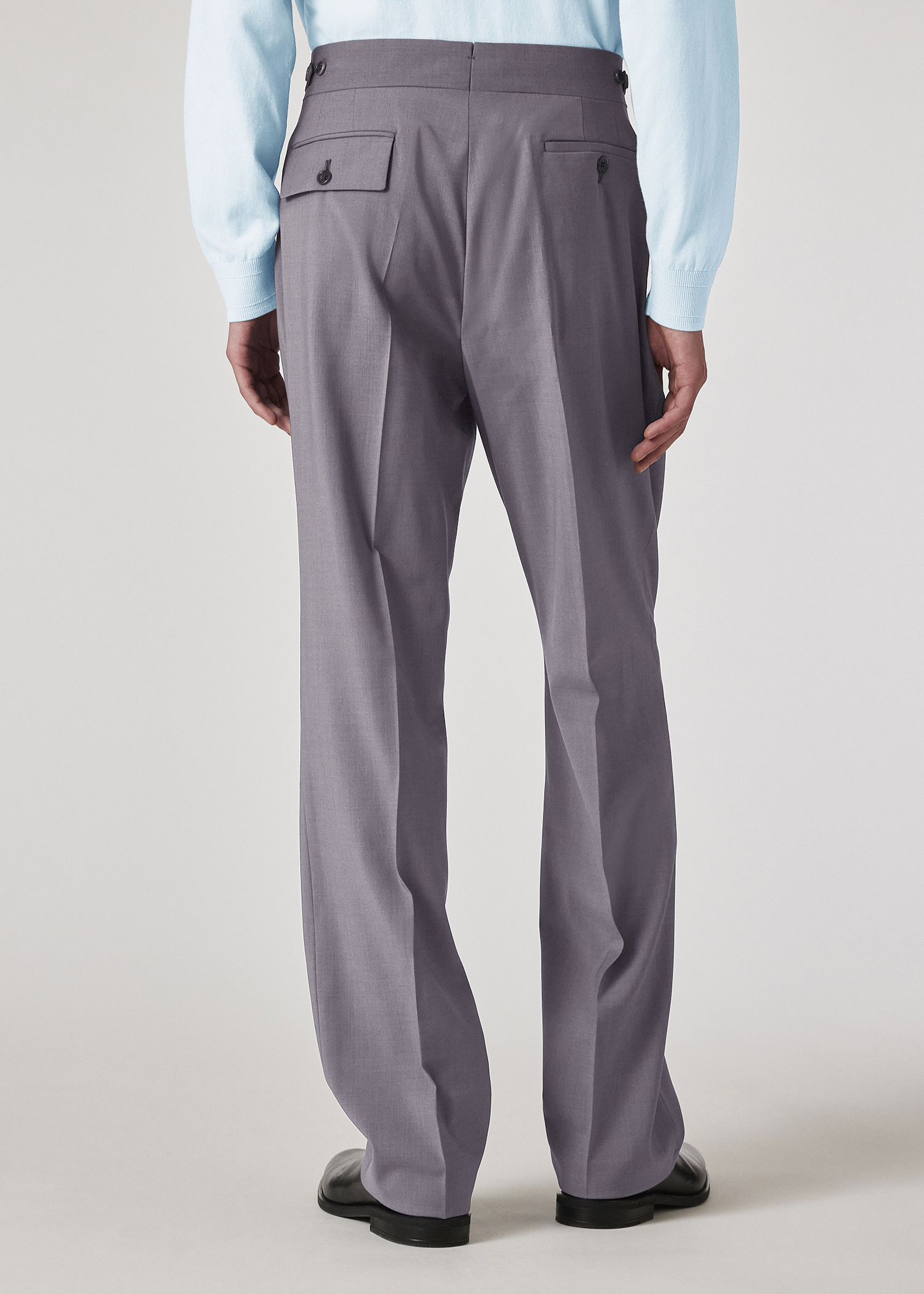 Lavender Overdyed Melange Wool Pleated Trousers