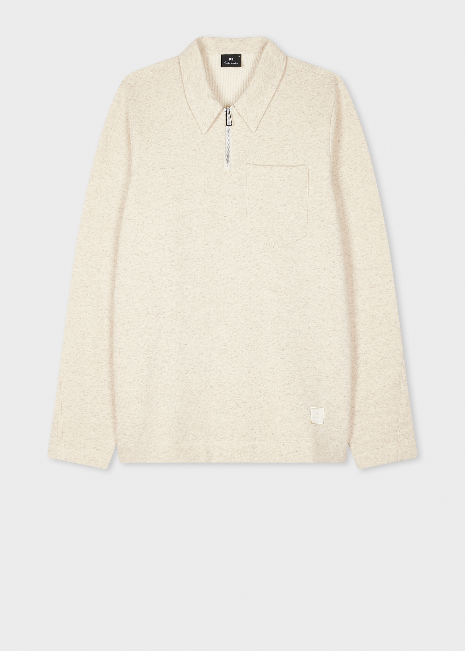 Men's Blue Cotton-Linen Zip-Neck Sweatshirt