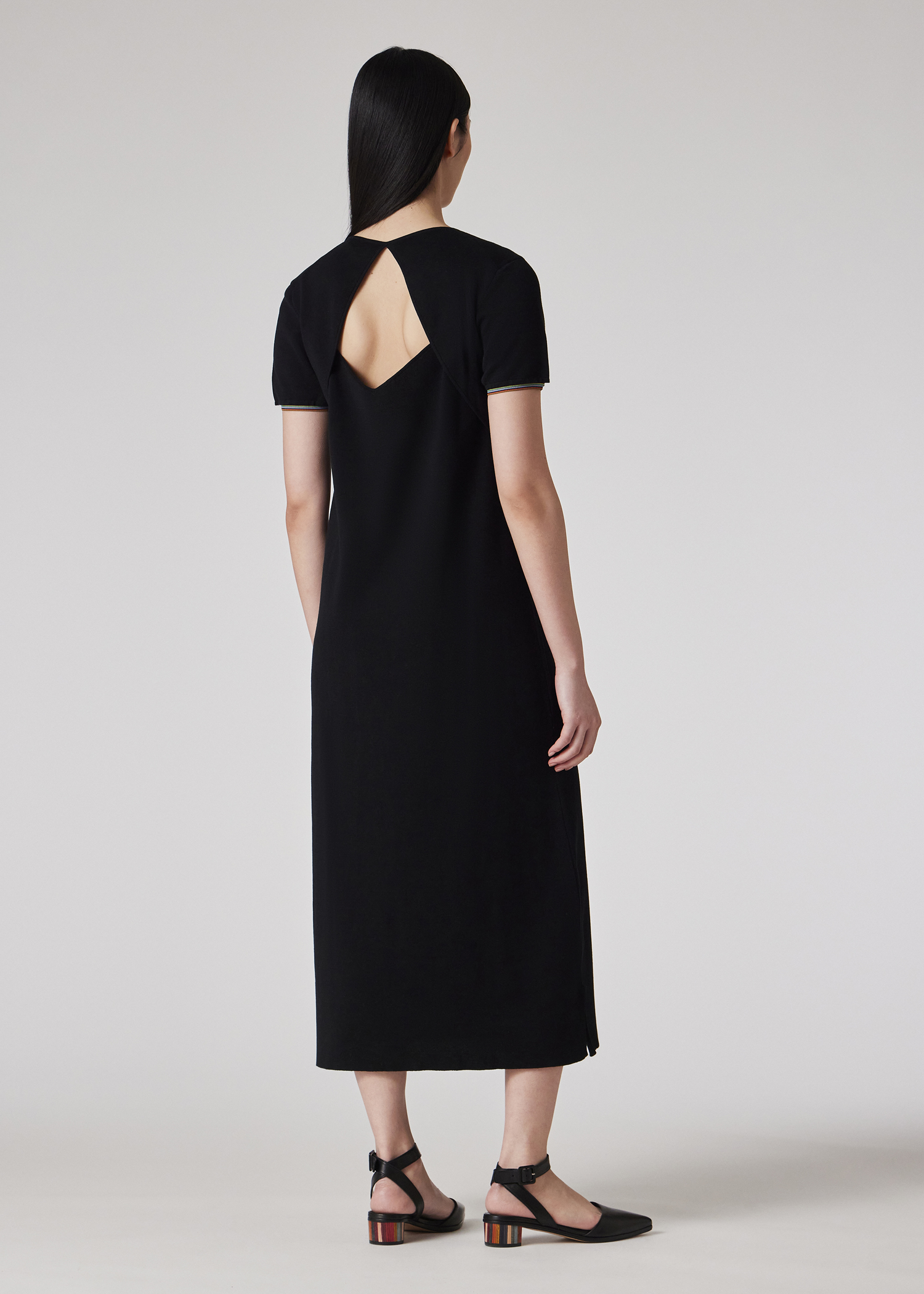 Women's Black Knitted 'Signature Stripe' Sleeve Dress