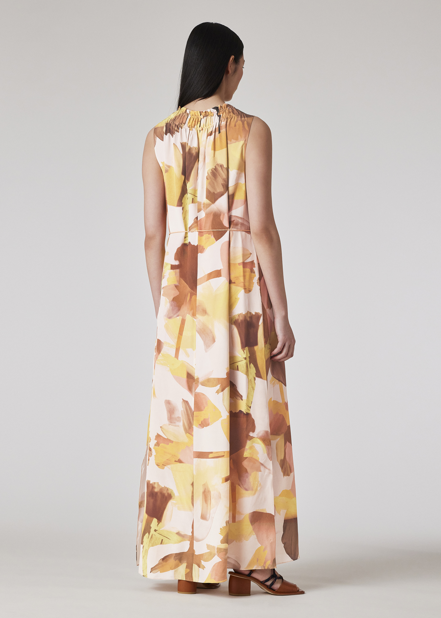 ワンピース PAUL SMITH Woman Dress Multicolor W1R653DP11100 24 Women's Orange 'Floral Paint' Silk Sleeveless Maxi Dress