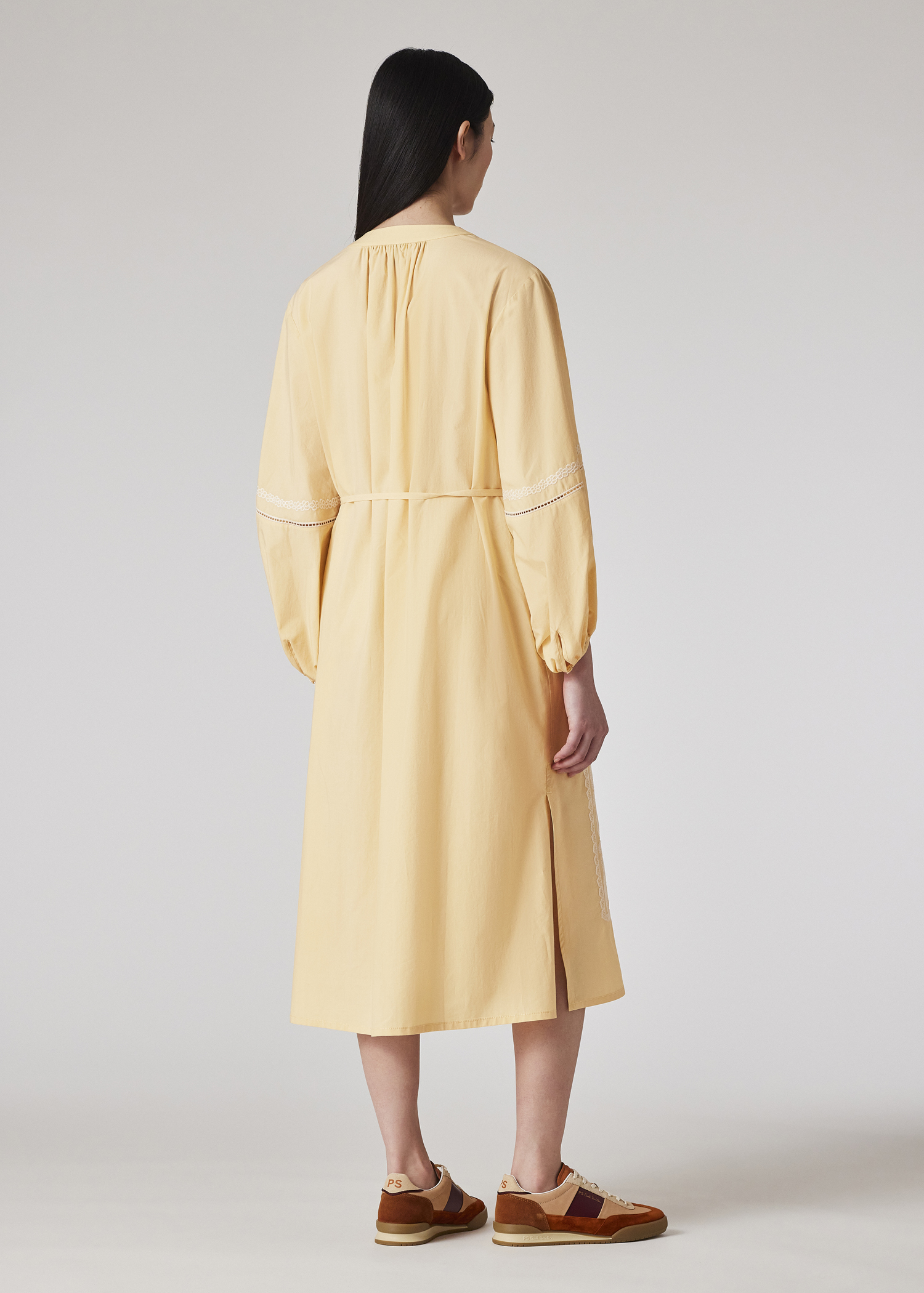 Women's Lemon Embroidered Cotton-Silk Midi Dress