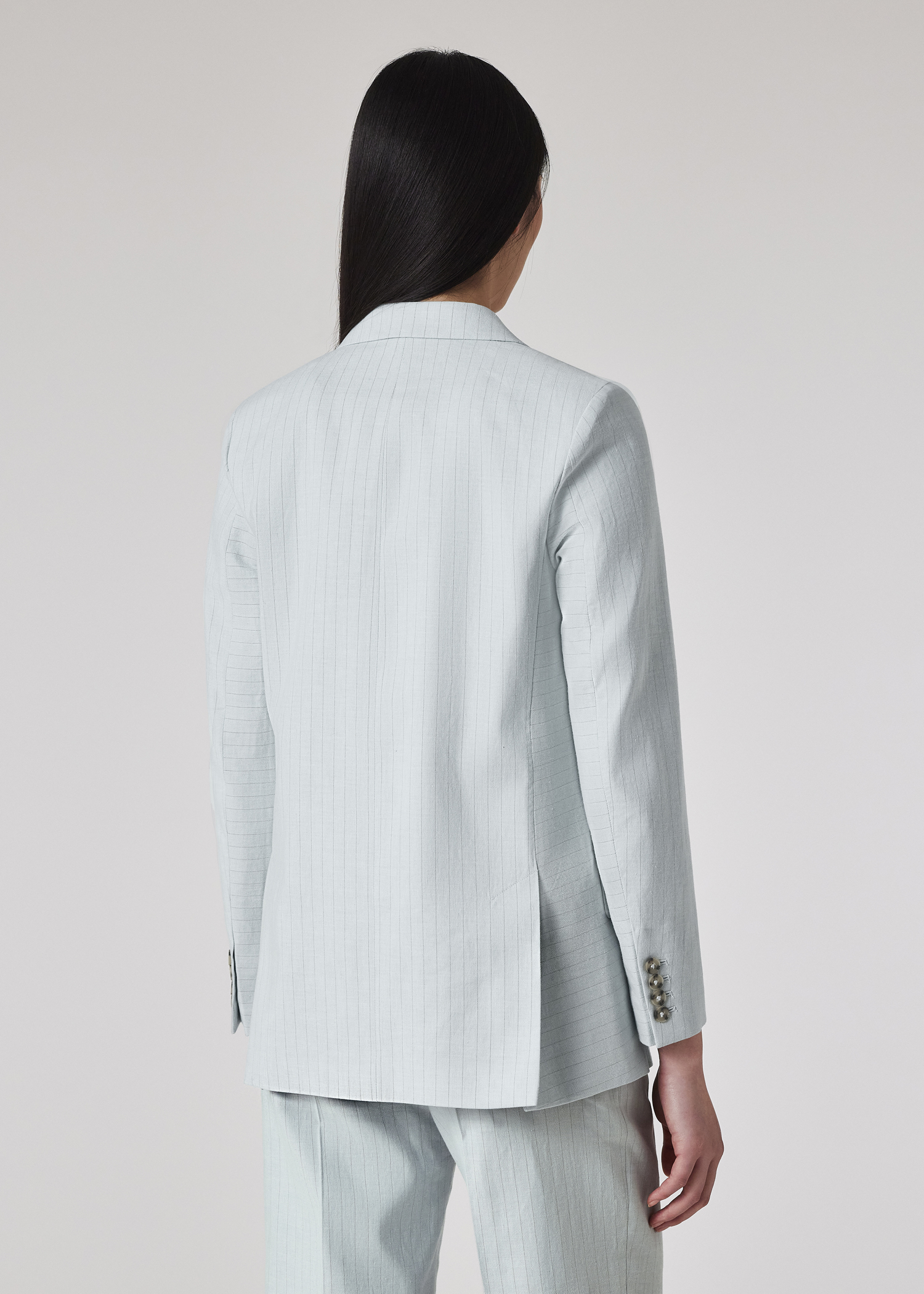 Women's Light Blue Pinstripe Two-Button Blazer