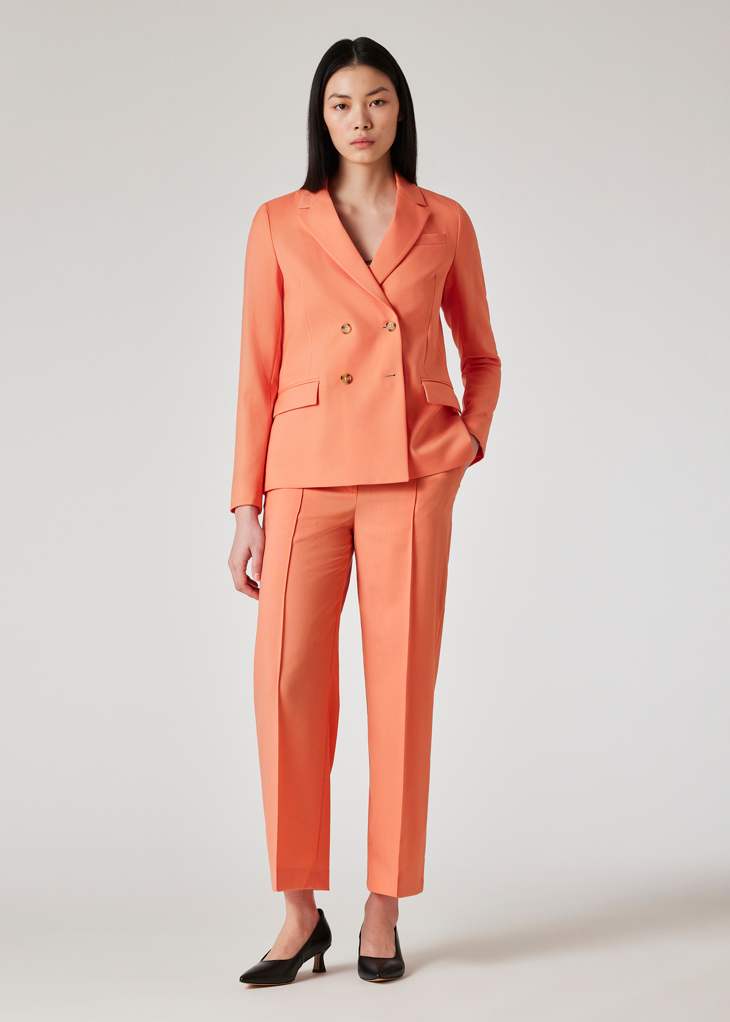 Women's Coral Wool Double-Breasted Blazer