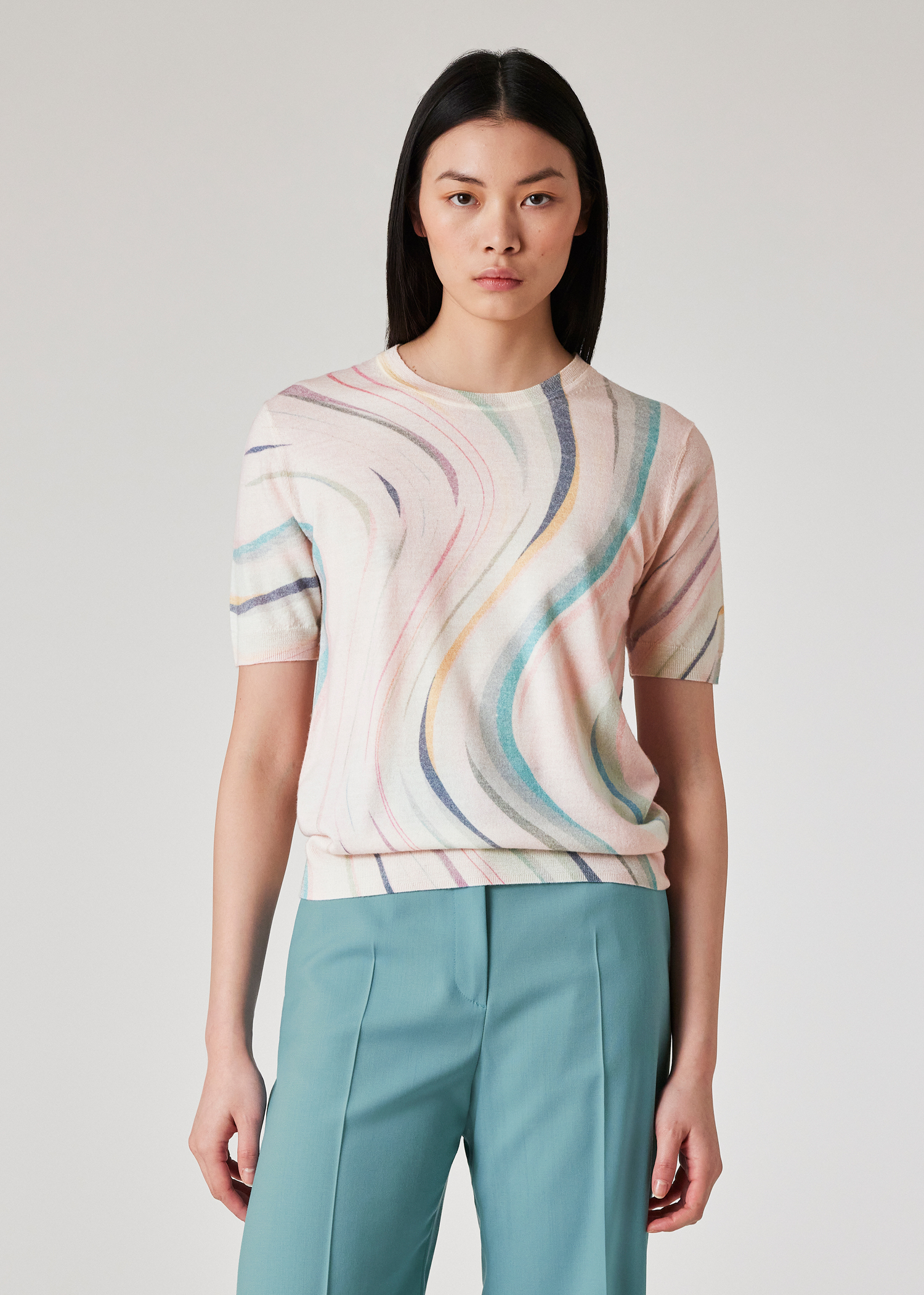 トップス 90's Classic border summer short Knit SMOCKED KNIT TOP - Multicoloured | ZARA Saudi Arabia