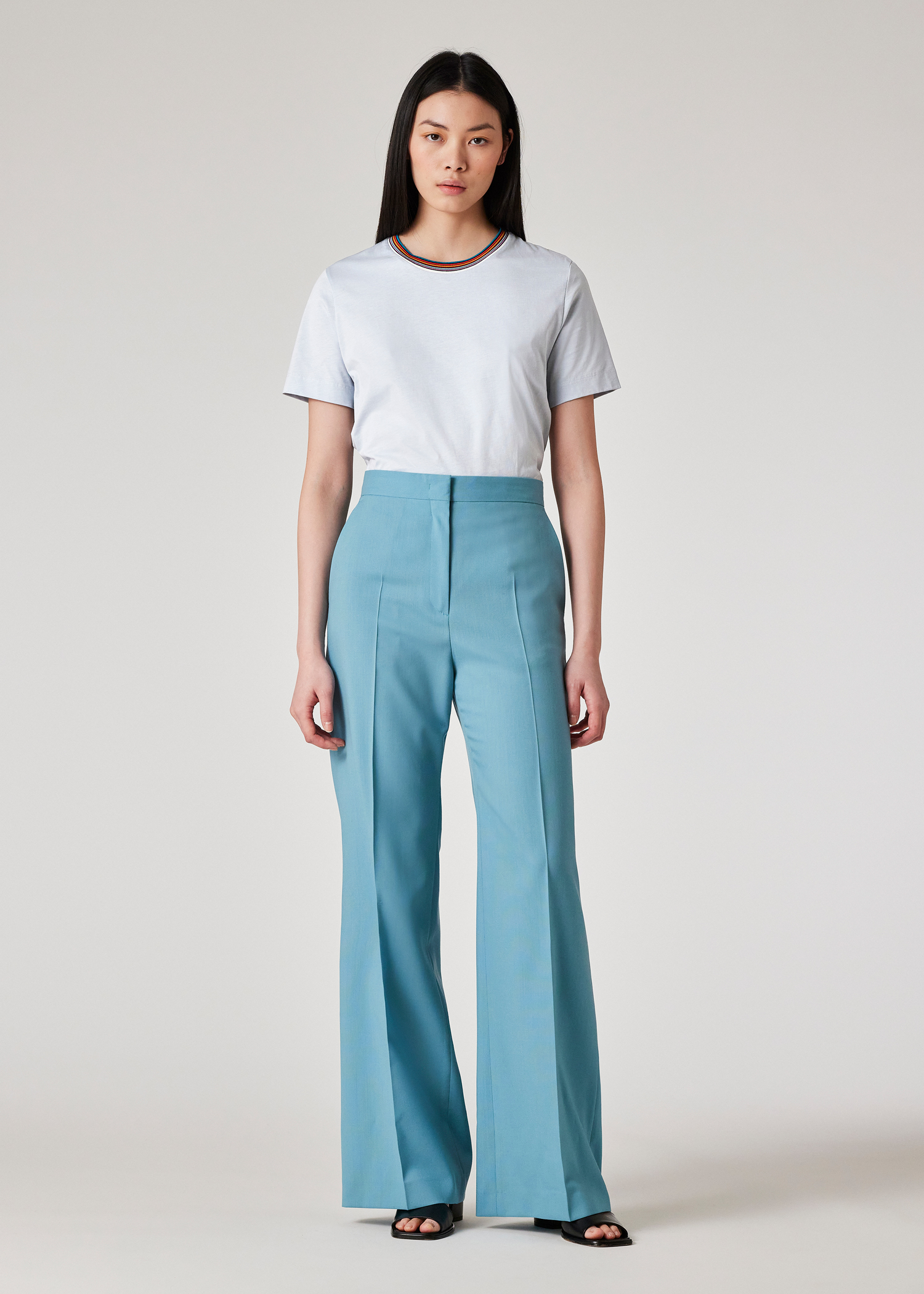 パンツ PAUL SMITH Women Straight Pants W1R 255T N00001 49 Blue Women's 'A Suit To Travel In' - Navy Wool Bootcut Trousers