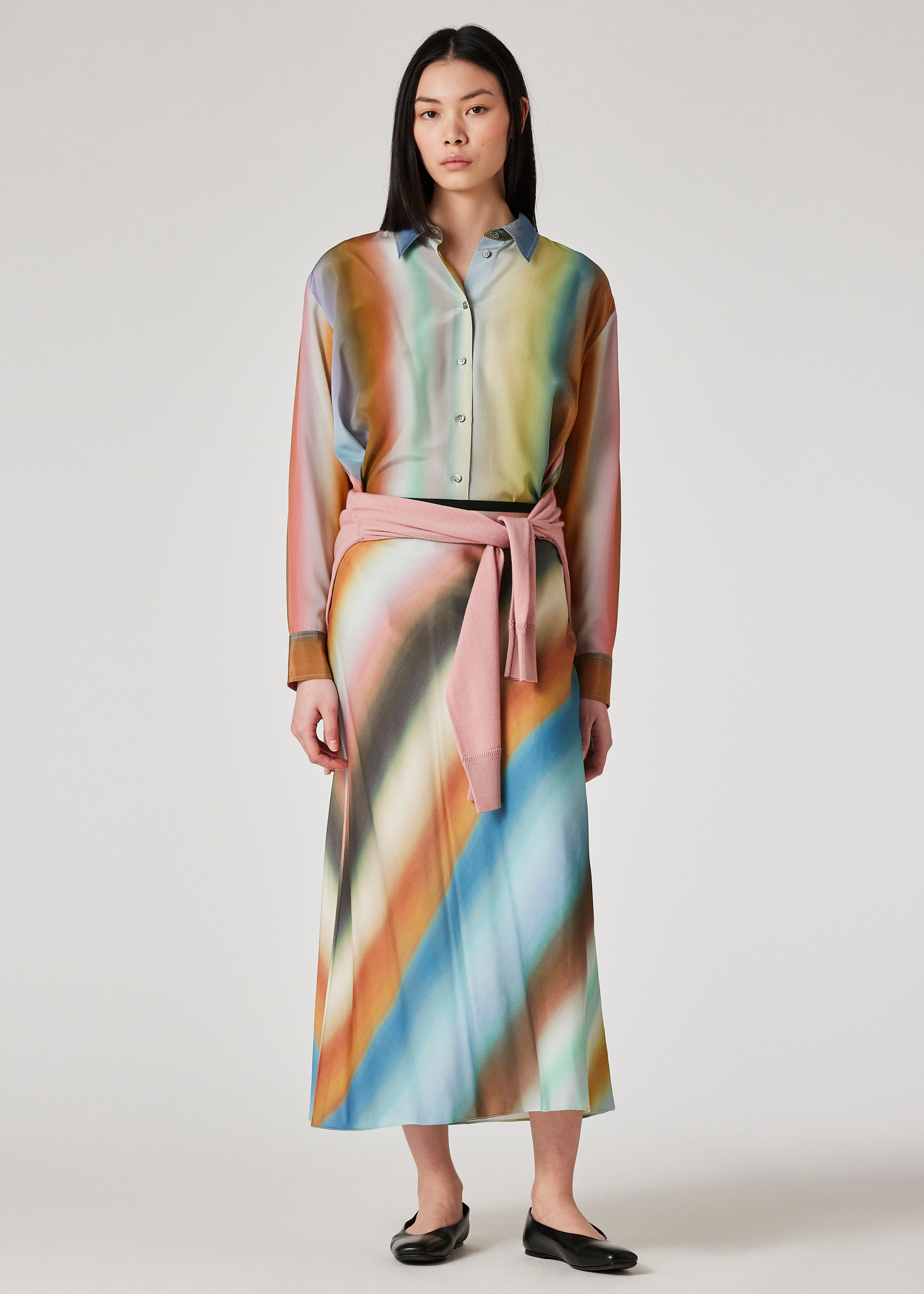 Women's Faded 'Smith Stripe' Bias Cut Midi Skirt