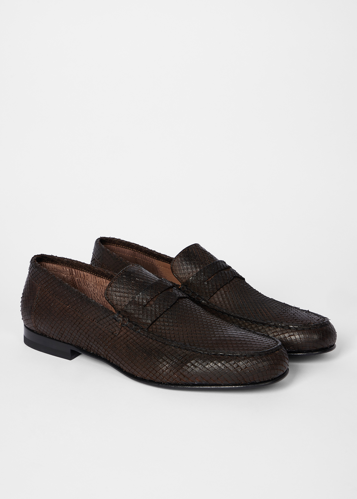 Men's Dark Brown Textured-Leather 'Sellers' Loafers
