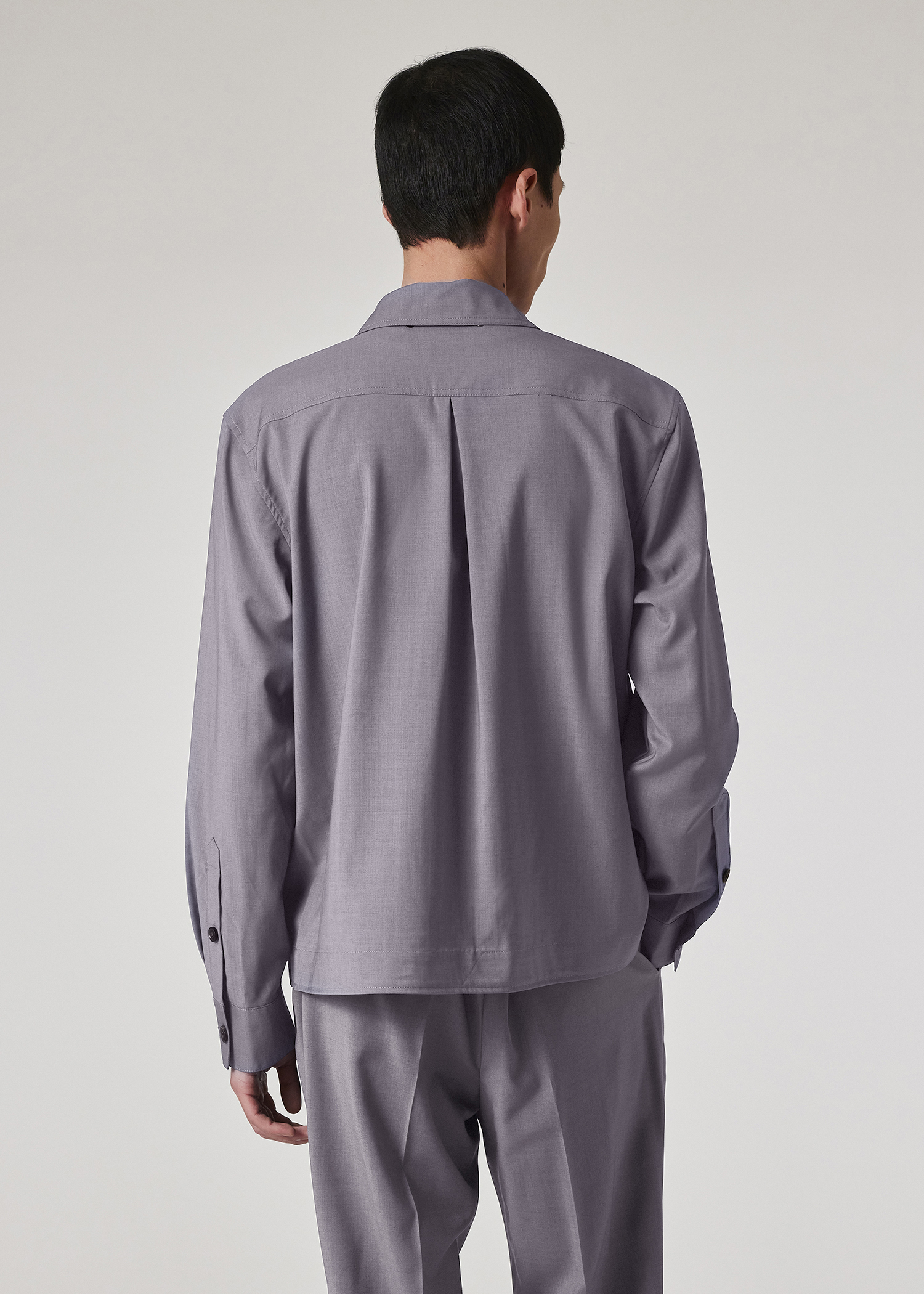 Men's Lavender Overdyed Melange Wool Zip Jacket