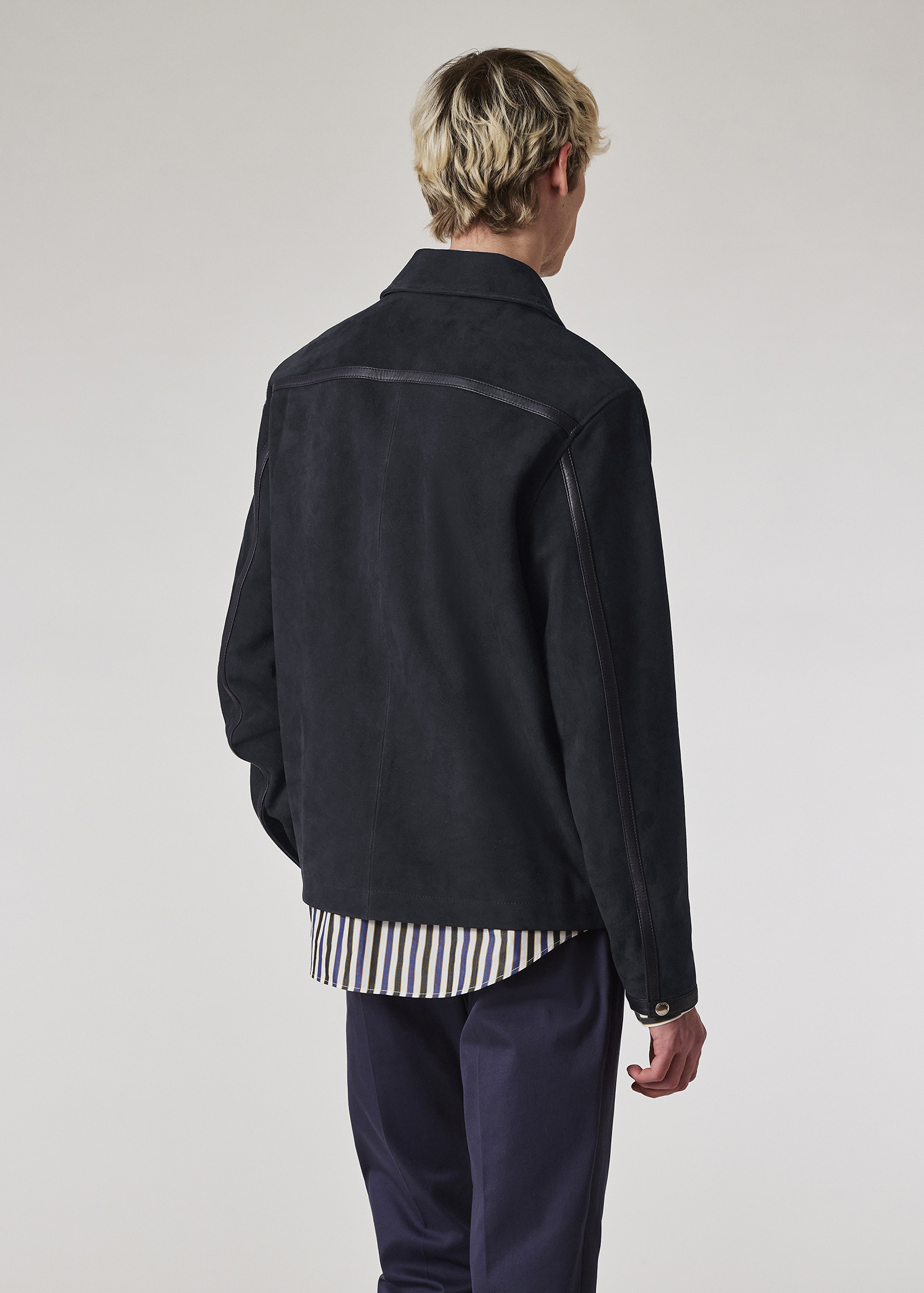 Men's Navy Suede Zip Jacket