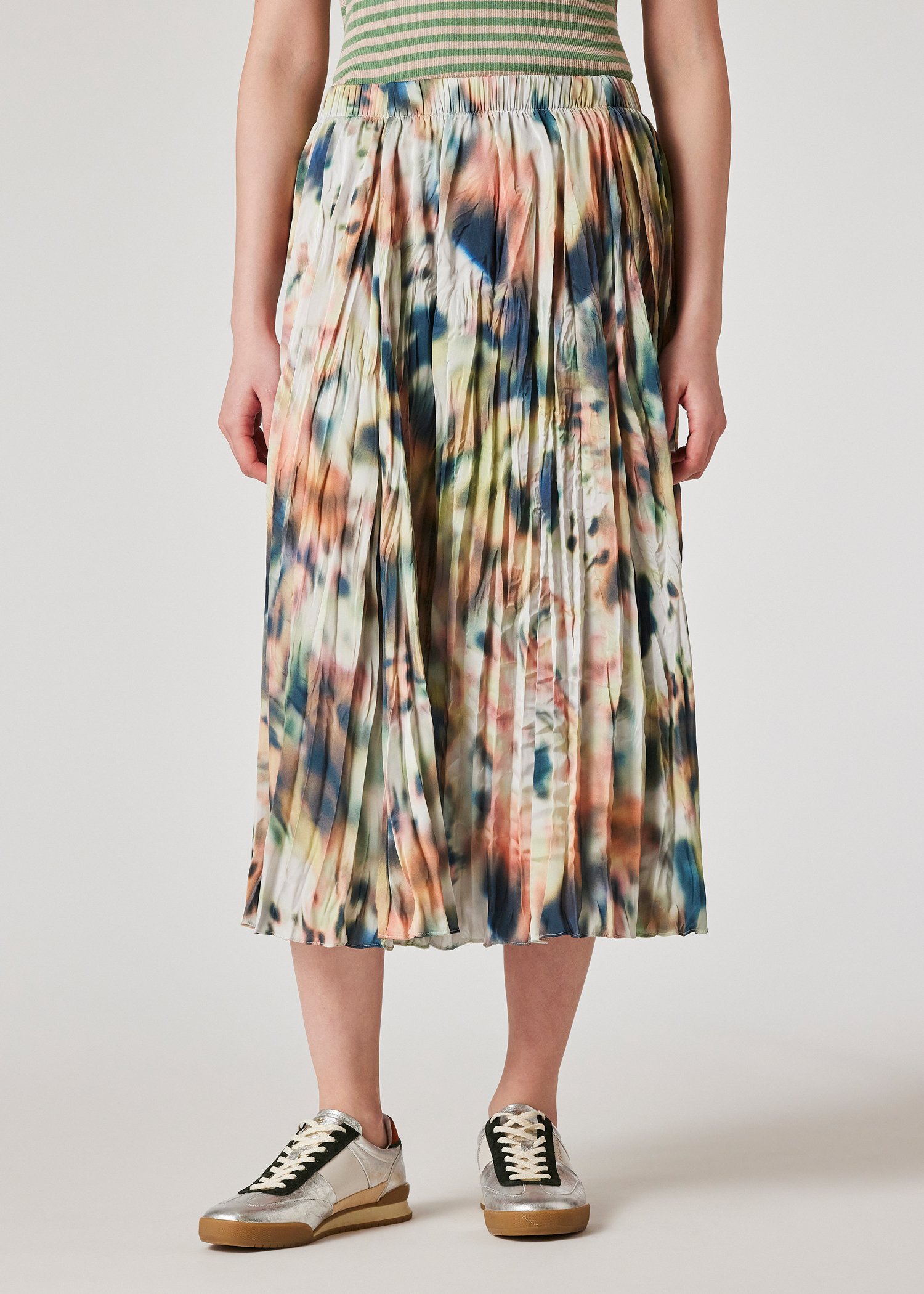 スカート PAUL SMITH Woman Skirt Multicolor W1R014SBP11071 32 Women's 'Lens Blur Botanical' Plissé Pleated Skirt