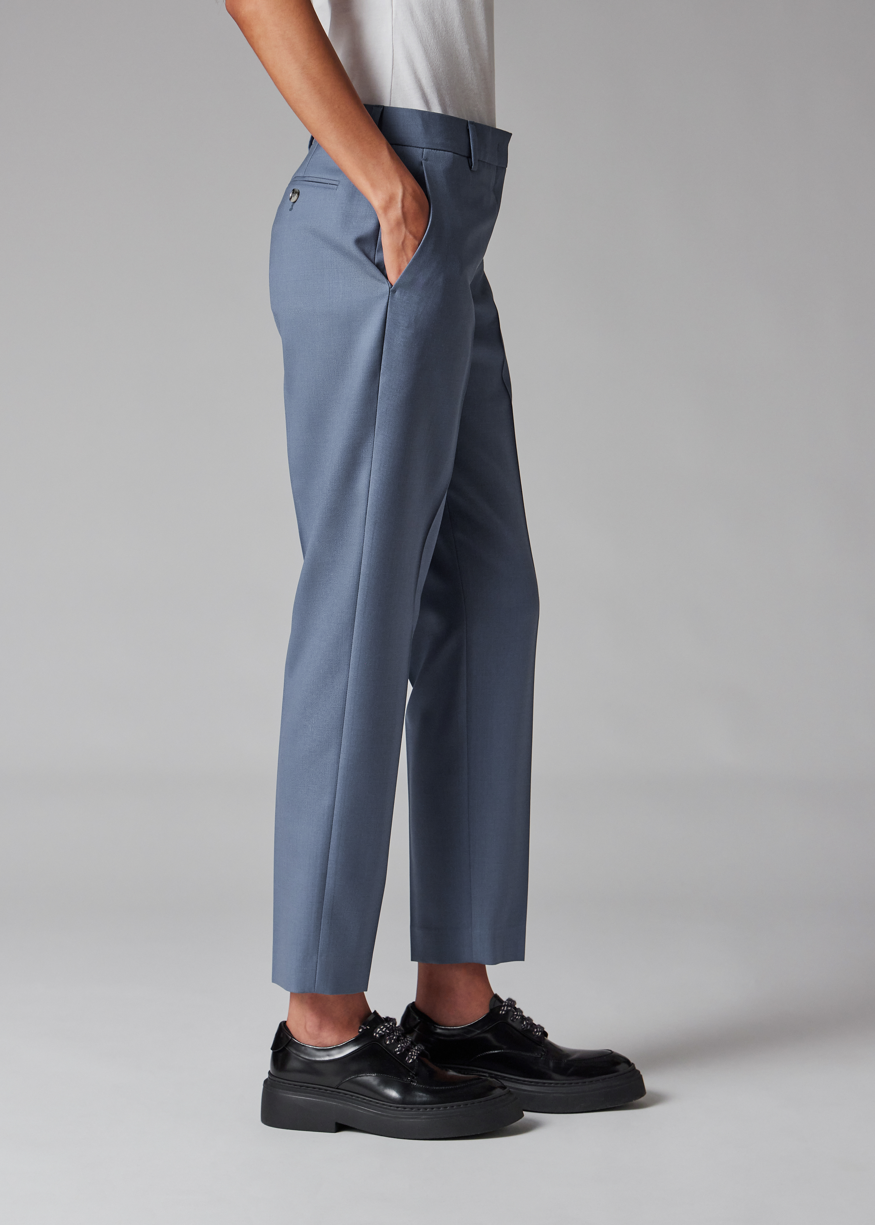 SPROUSE - Slim Anthracite Wool Trousers