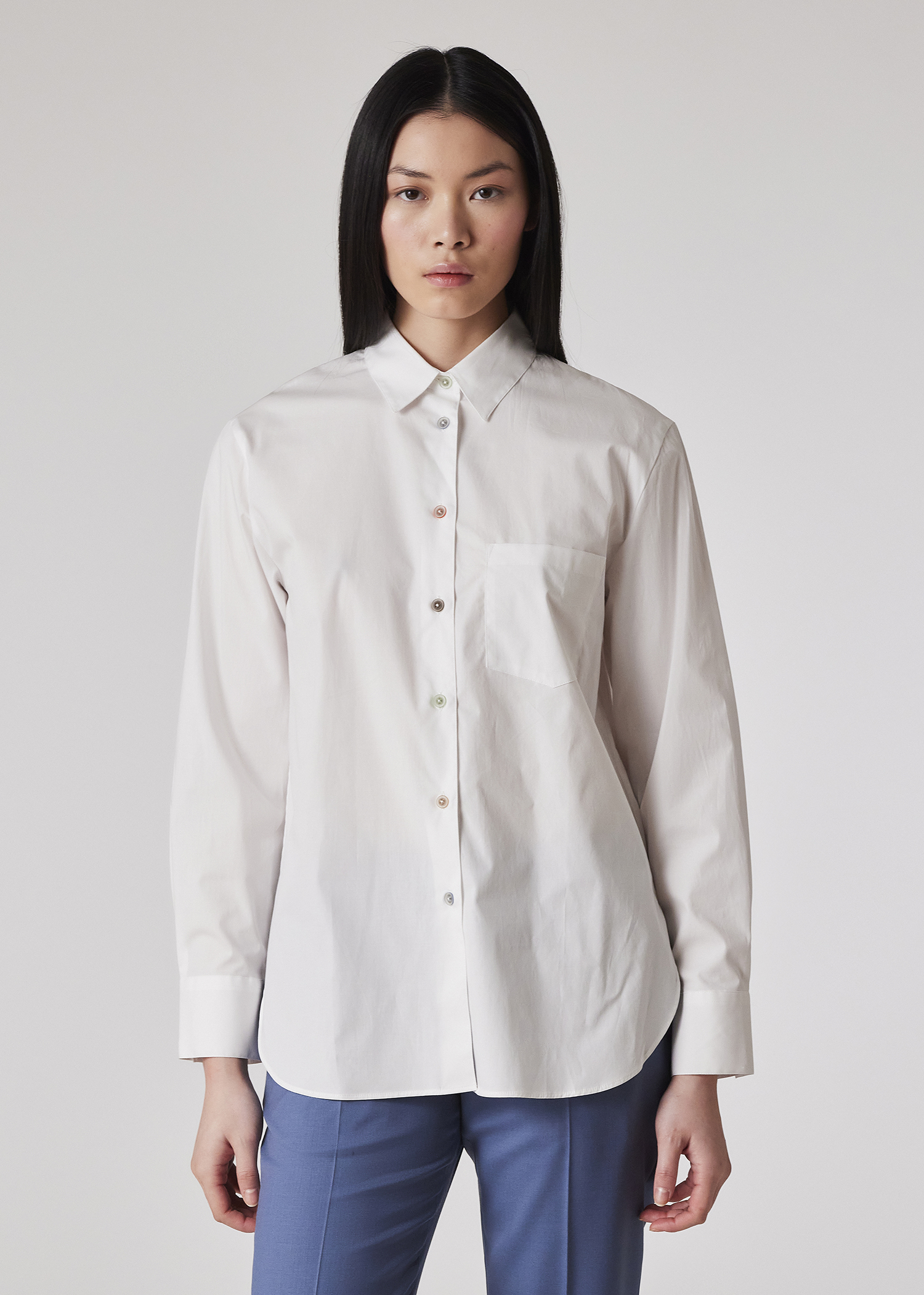 Cambered Shirt with Buttons - White main image 1