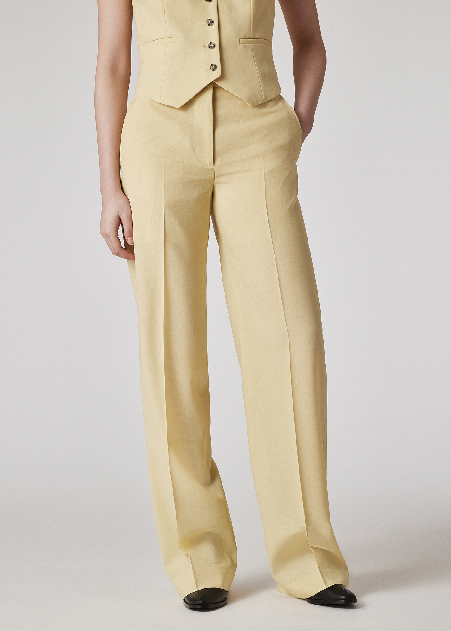 パンツ PAUL SMITH Woman Pants Cream W1R332TP00108 111 Men's White Cotton-Linen Twill Trousers