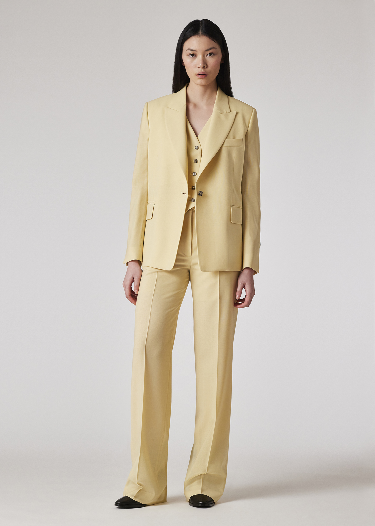 アウターその他 SPORTMAX Woman Waistcoat Brown 2512281011600 013 Women's Buttercup Yellow Wool Waistcoat